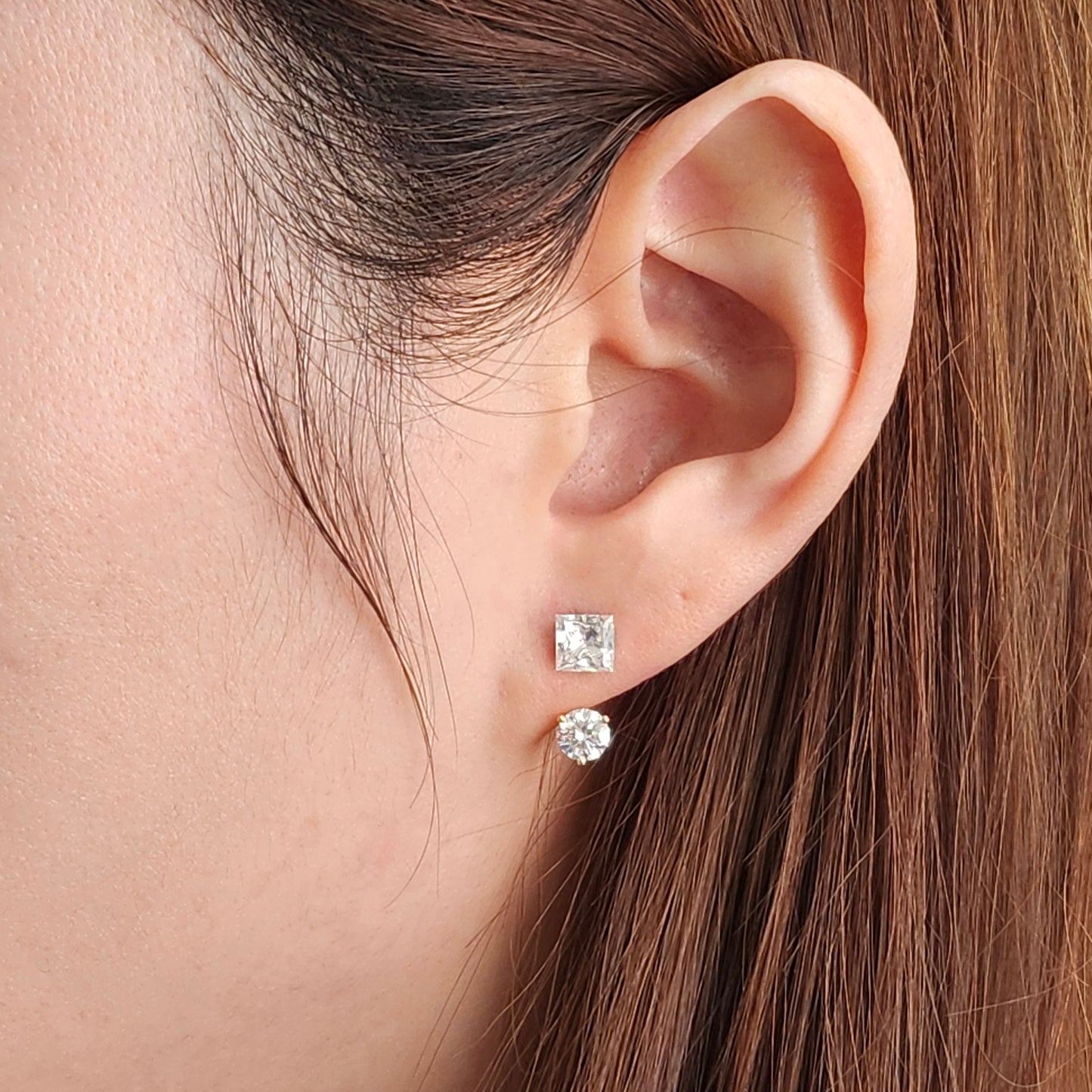 Solitaire Princess Cut Diamond Invisible Set Earring/Lab Diamond 1ct Solitaire Single or Pair Earring/ Minimalist Earring/Anniversary Gift