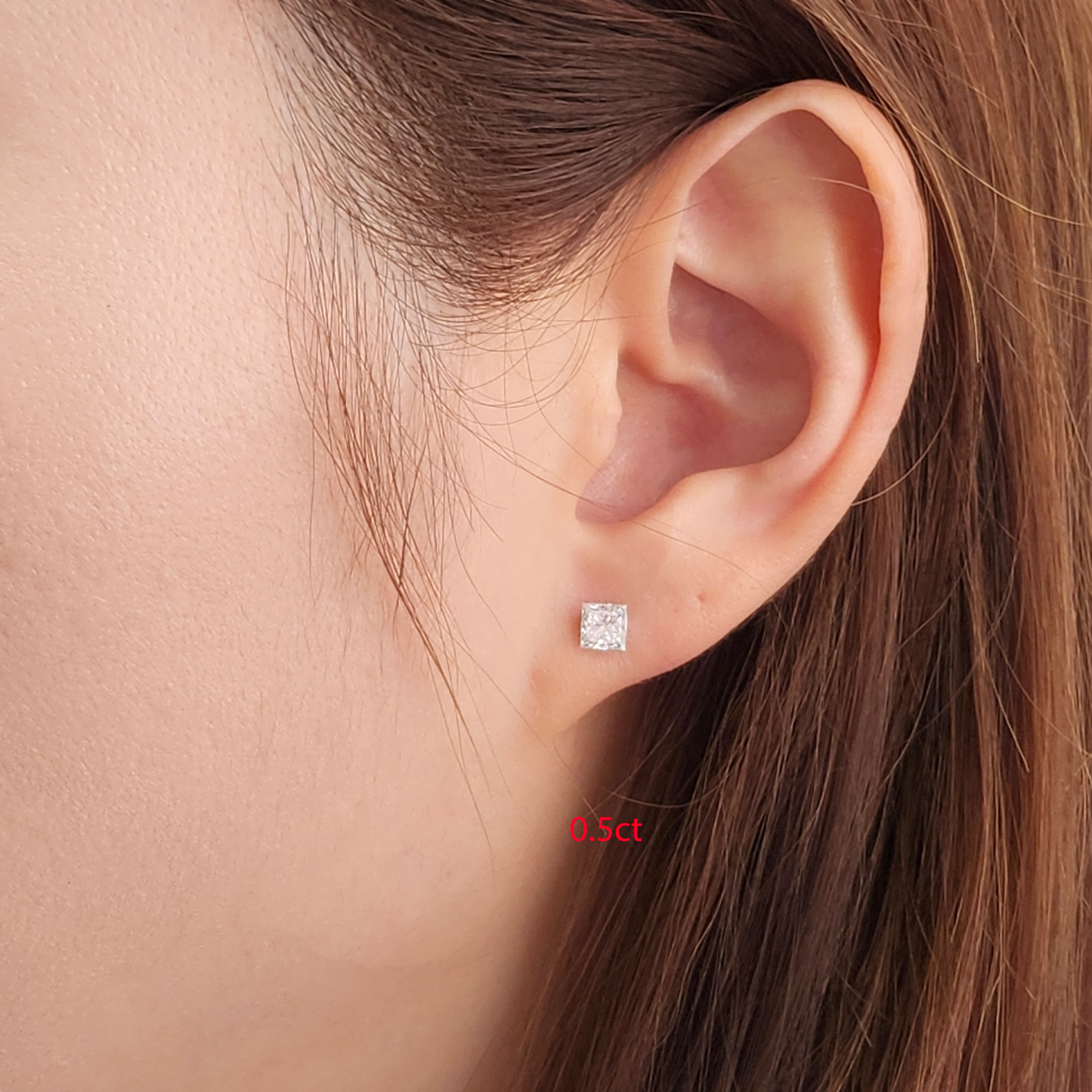 Solitaire Princess Cut Diamond Invisible Set Earring/Lab Diamond 1ct Solitaire Single or Pair Earring/ Minimalist Earring/Anniversary Gift