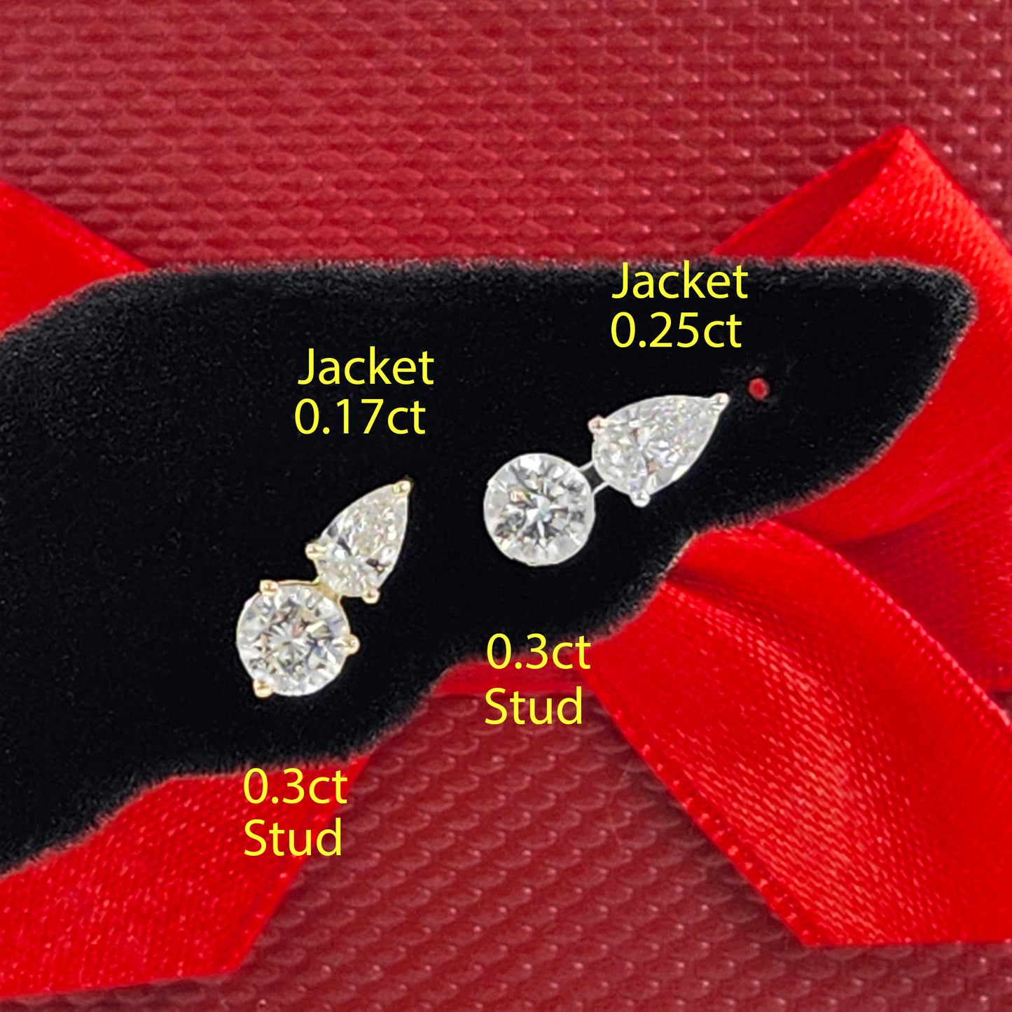 Pear Lab Diamond 0.17ct, 0.25ct Jacket Earring /14K gold Pear Diamond Jacket Earring /Jacket earrings/ Diamond Single or Pair Jacket Earring