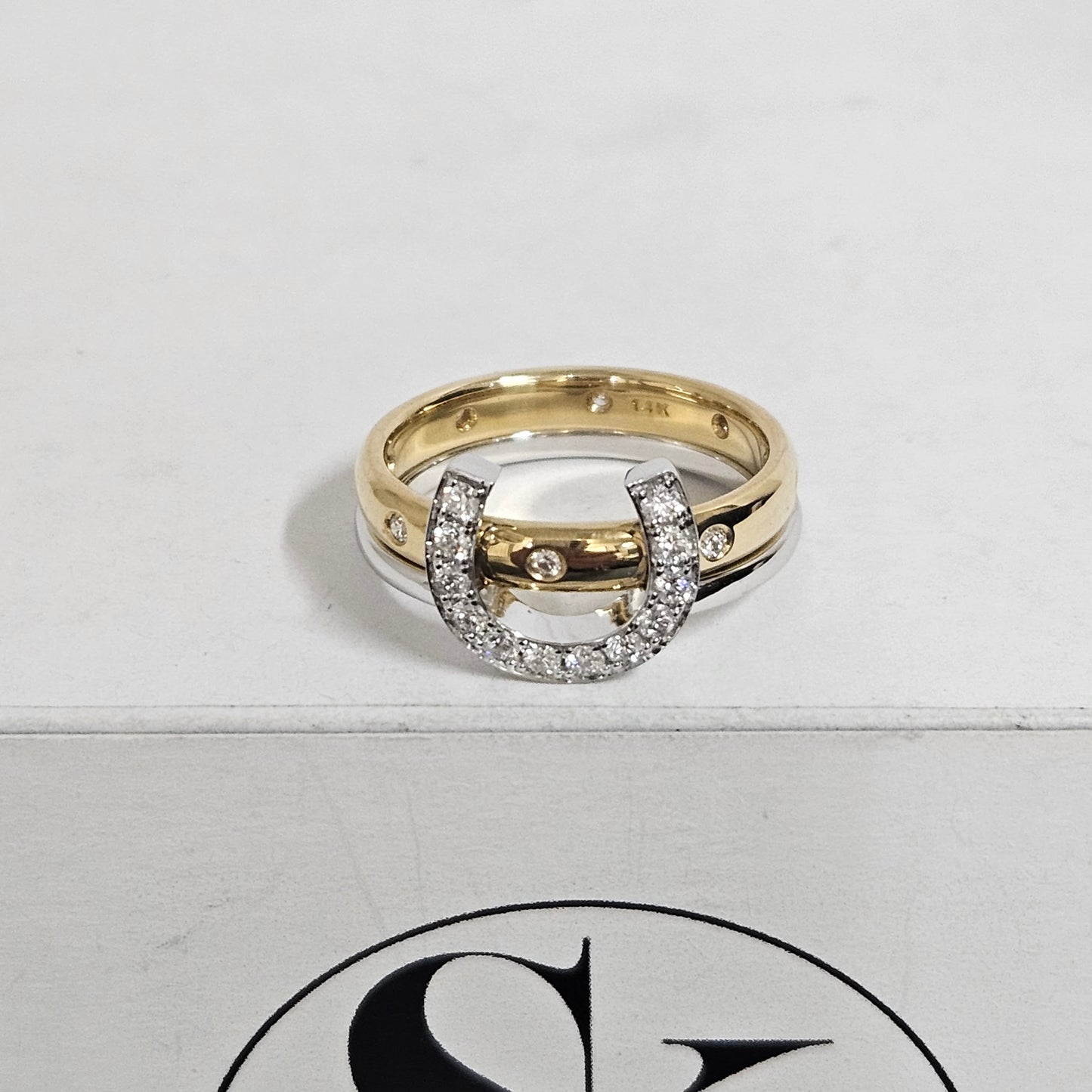 Stackable Horse Shoe Diamond Ring /Unique Stackable Horse shoe Diamond Band/ Natural Diamond Horse shoe Ring/Anniversary Gift