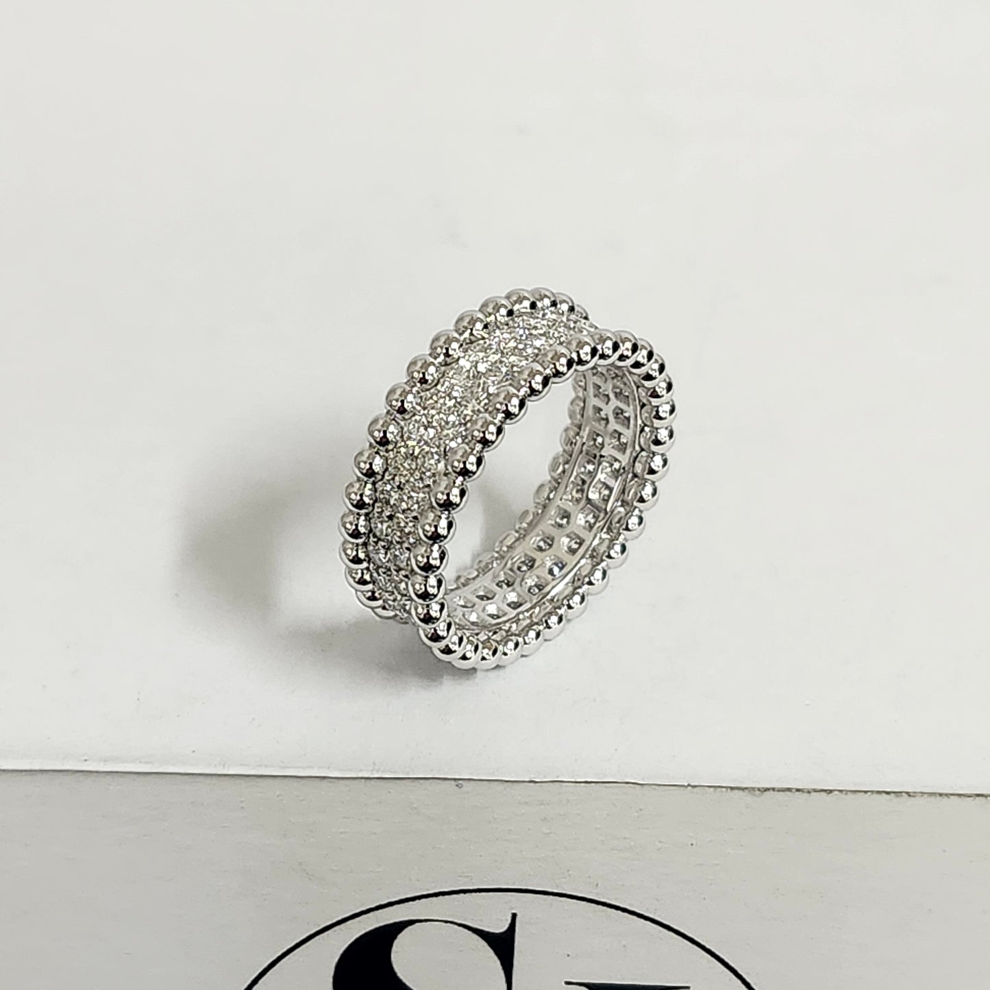 Stackable Double Bead Natural Diamond Double Row Eternity Ring/14K gold Diamond Eternity Ring/Delicate Antique Anniversary Diamond ring