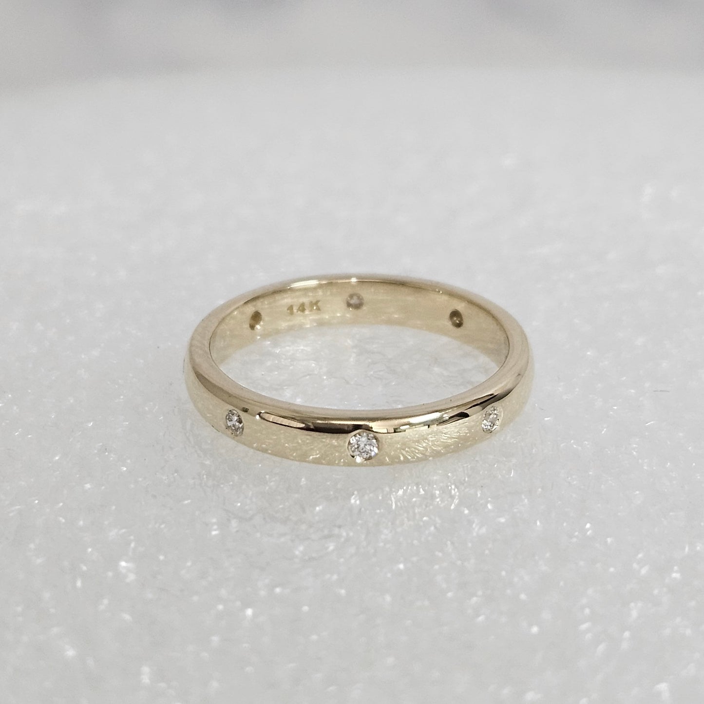 Handmade 14K Gold  Natural Diamond Wedding Band: Comfort Fit Eternity 3mm Ring- Anniversary gift