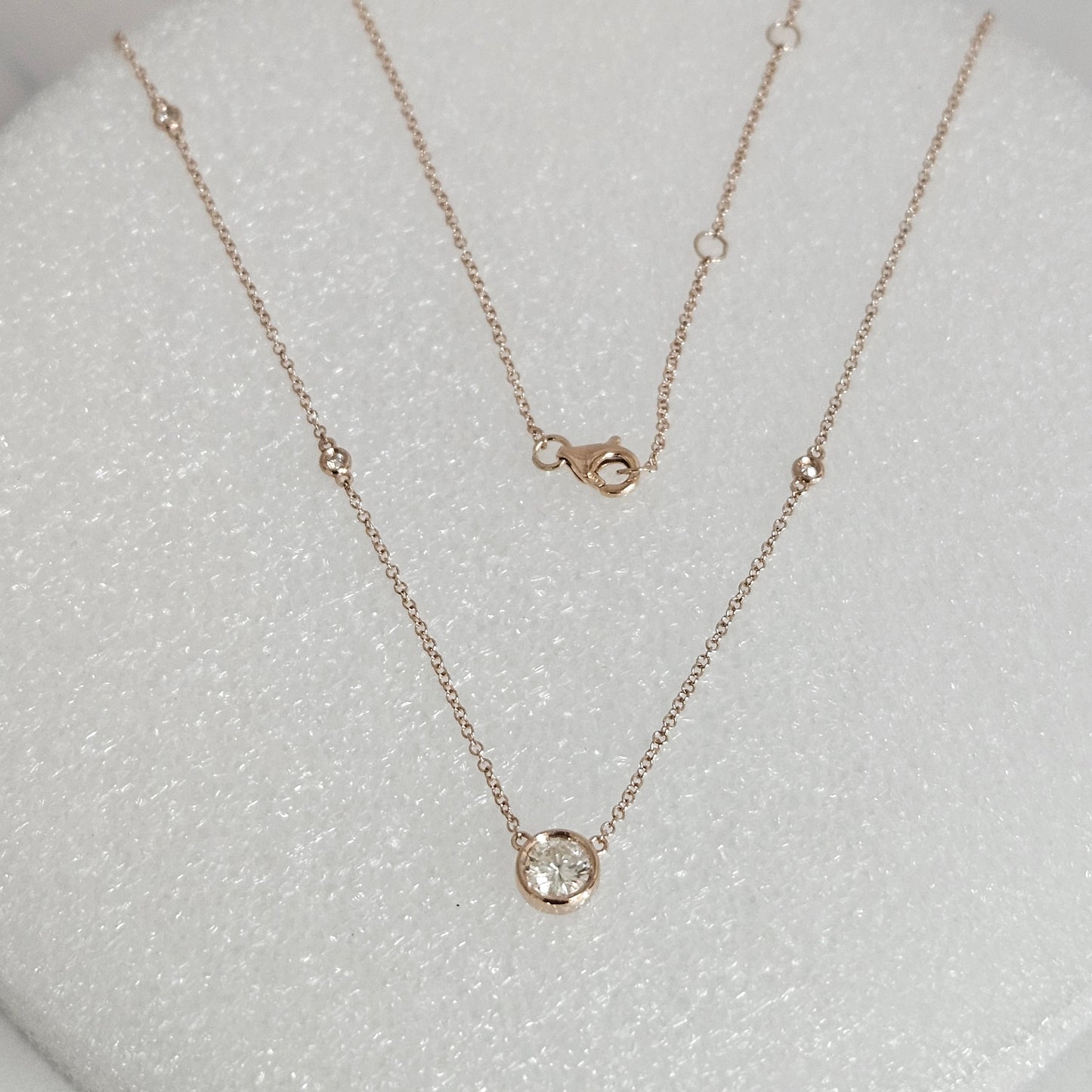 14K Gold Bezel 0.5ct Lab Grown Diamond Solitaire Necklace - Anniversary gift