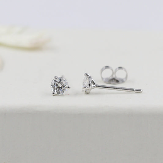 Solitaire Natural Diamond Earring/Three Prong Set Diamond Earring/Stud Earring/Solitaire Stud Earring/Dainty Simple Earring/Anniversary gift