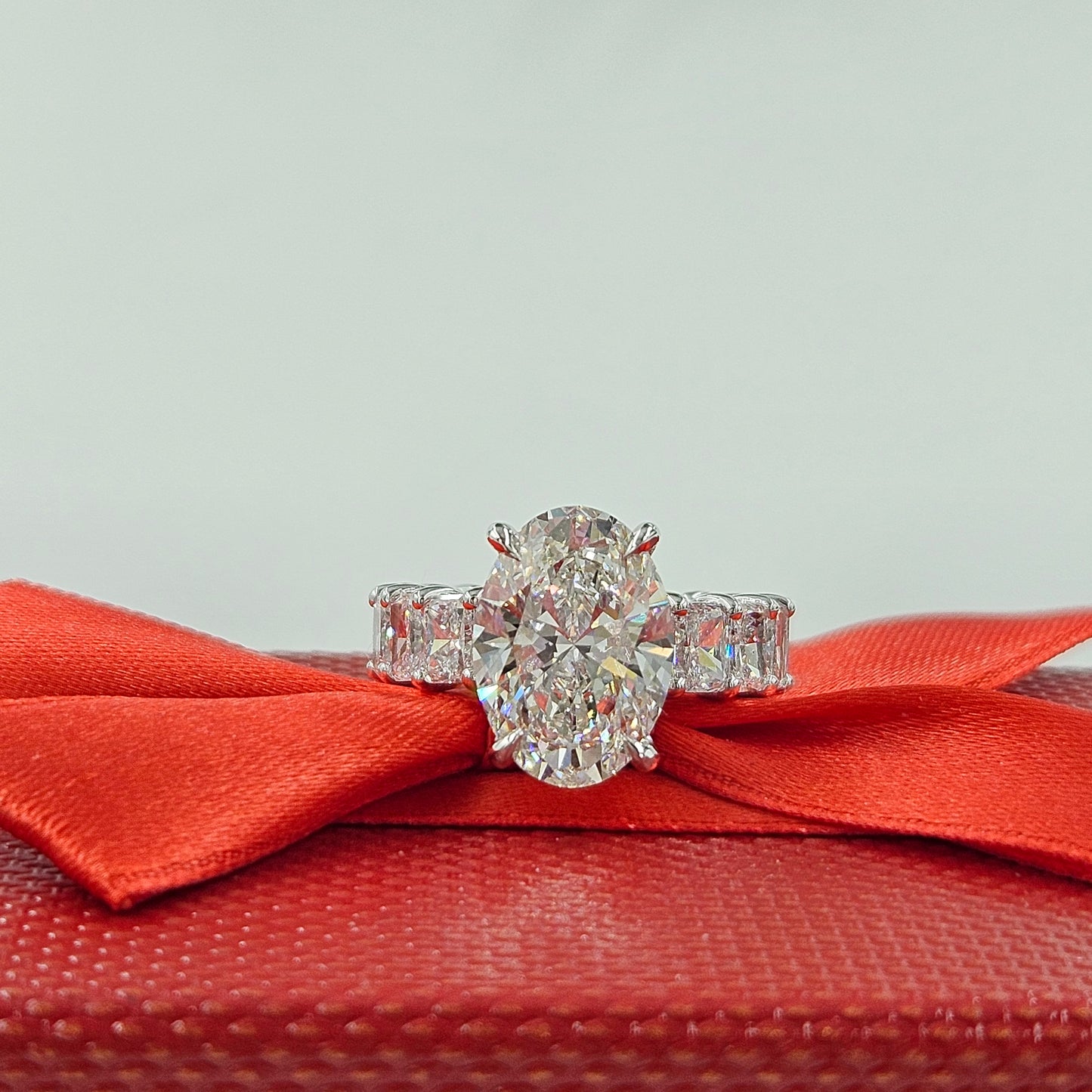 Oval Diamond Engagement Stackable Ring /Hidden Halo Band Total 8.3ct IGI Certified and Radiant Cut Band Ring/Anniversary gift