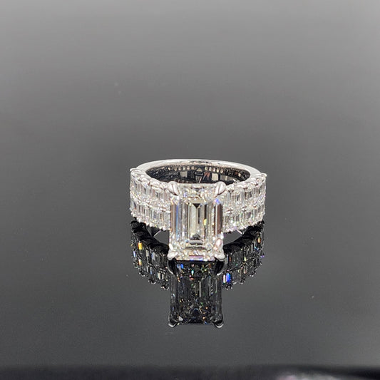 5ct Emerald Cut Lab Diamond Engagement Ring: 18K Gold Stackable Anniversary Ring, IGI Certified - Anniversary gift