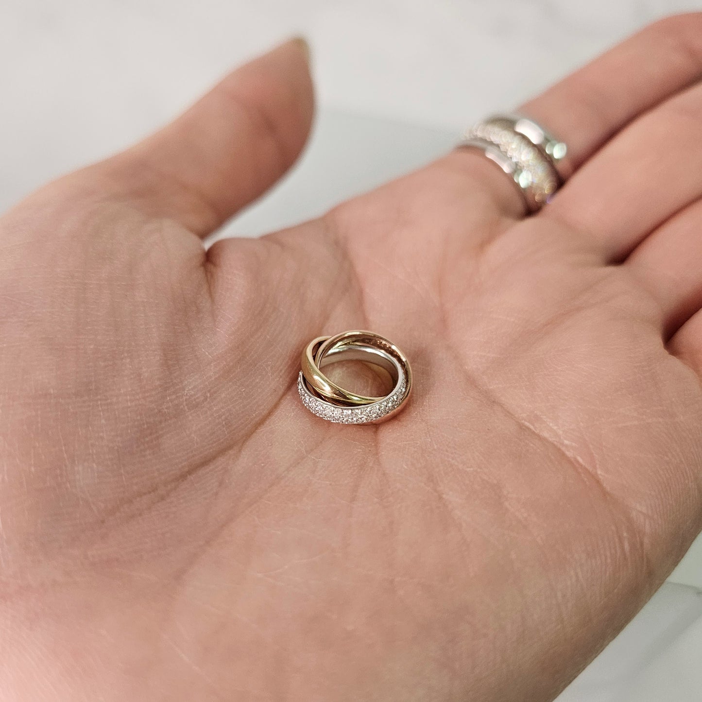 Trinity Diamond Necklace with Rope Chain/ Small Circle Pendant /14K Gold Necklace/ Luxury Necklace/ Gift for Her/ Anniversary Gift