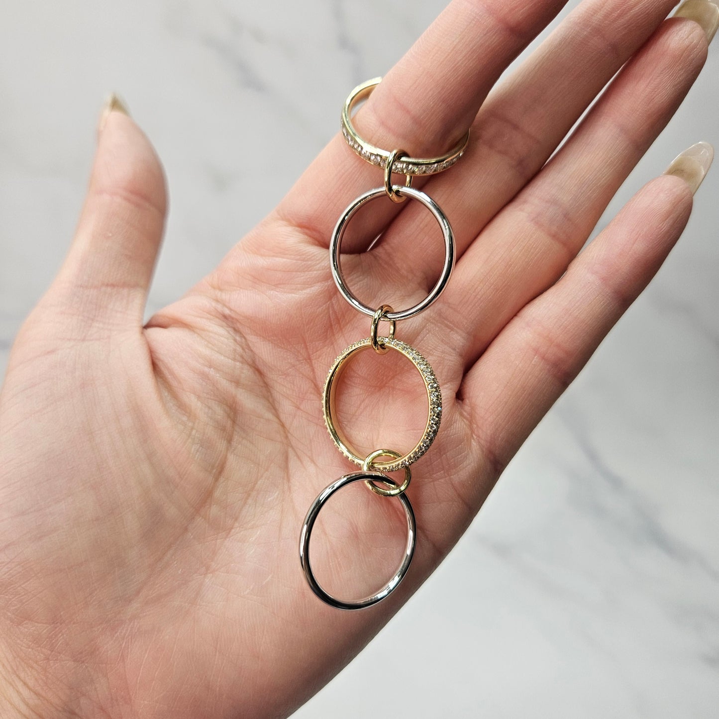 Two Eternity Natural Diamond Bands Two gold Bands with 3 connectors/Full Eternity Diamond Rings for Everyday/Sean's Bundle of 4 Rings
