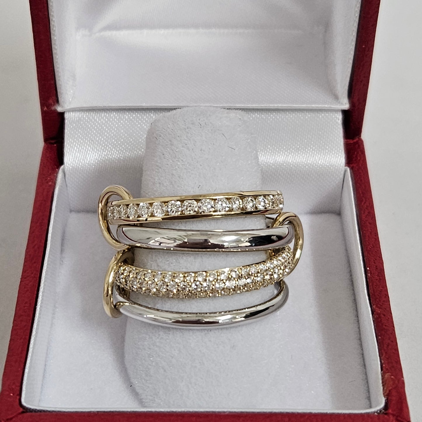 Two Eternity Natural Diamond Bands Two gold Bands with 3 connectors/Full Eternity Diamond Rings for Everyday/Sean's Bundle of 4 Rings