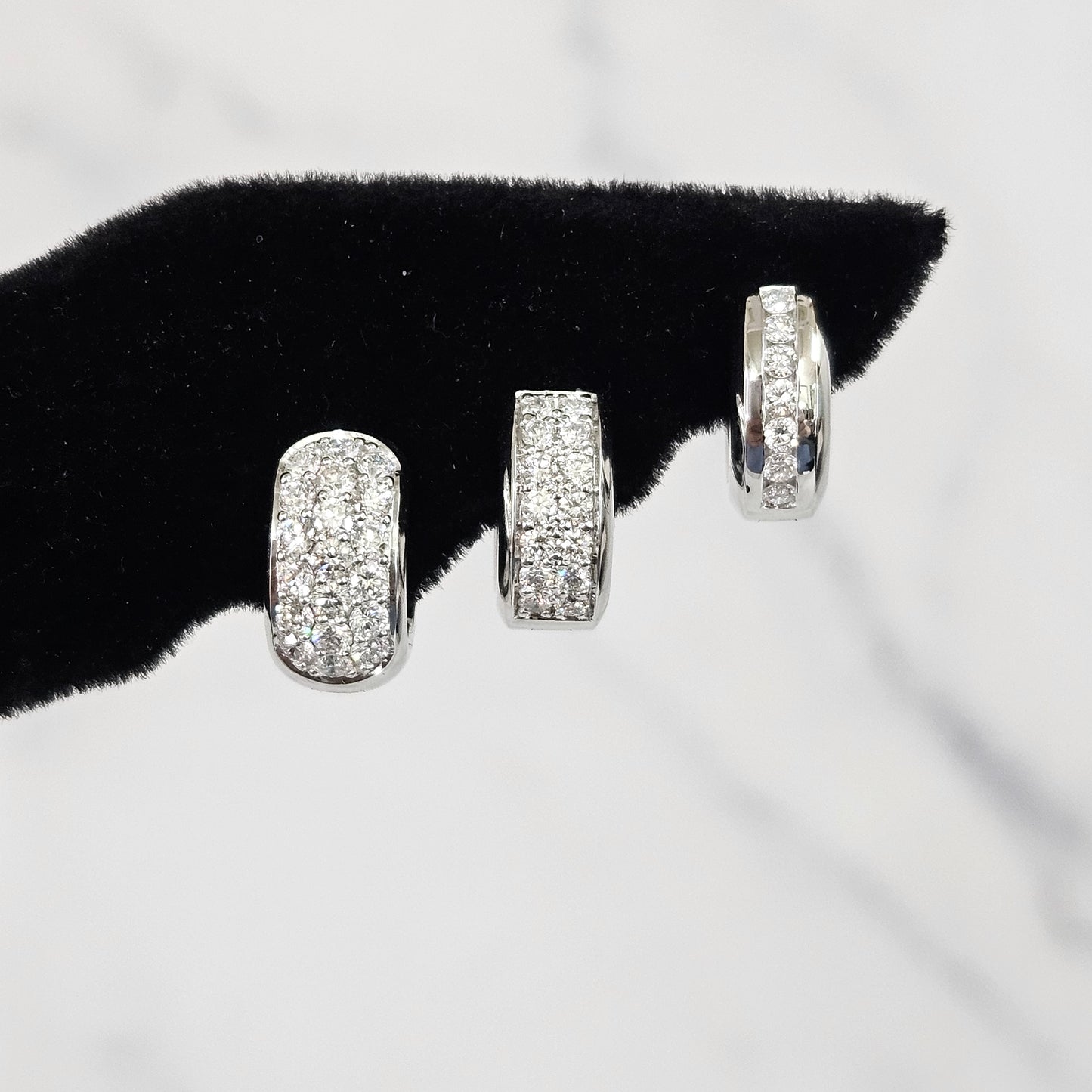 Two Row Natural Diamond Hoop Earrings/5.2mm Width Diamond Huggies Earrings/14k,18K Gold Diamond Huggie Hoop Earring/Anniversary gift