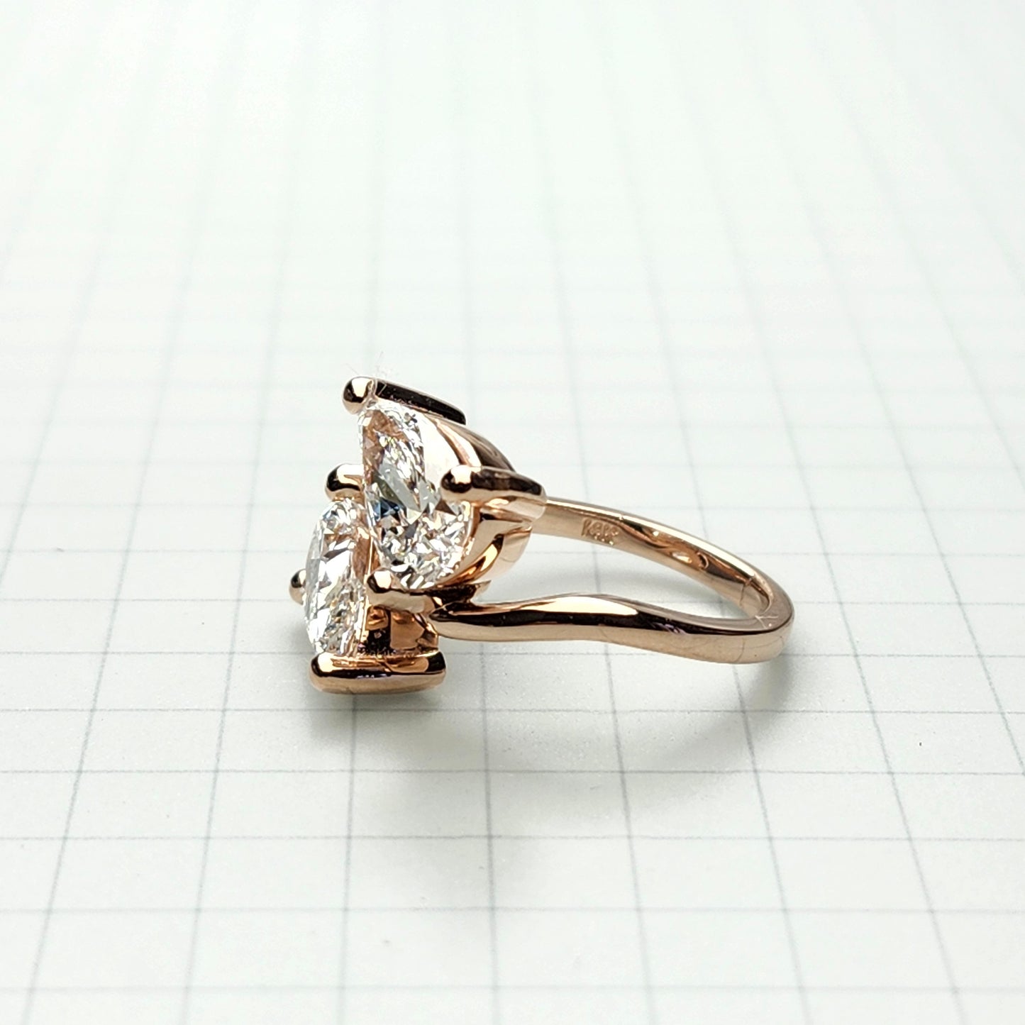 Pear Cut Lab Grown Diamond Ring/Two Stones 3Ct Engagement Ring/Certified Diamond Ring/Unique Anniversary Ring/Gift For Her/Anniversary gift