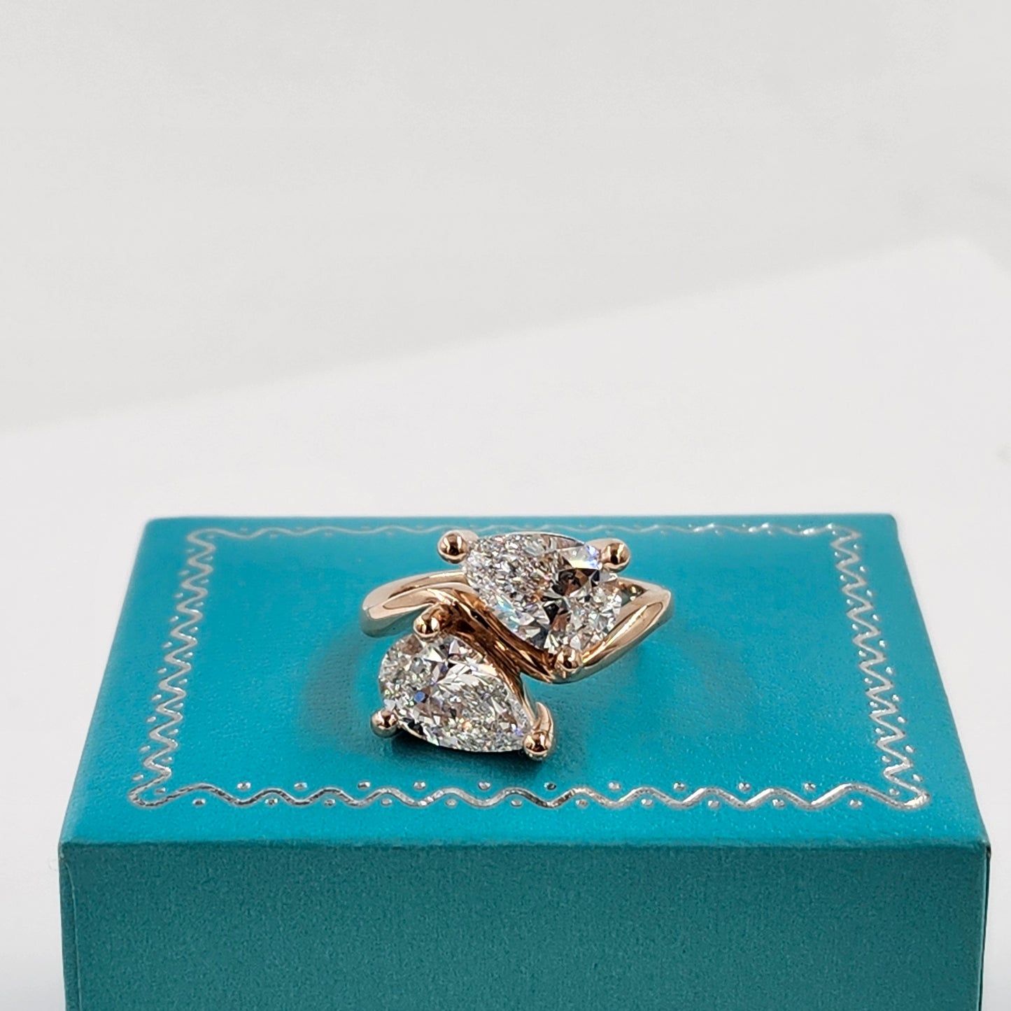 Pear Cut Lab Grown Diamond Ring/Two Stones 3Ct Engagement Ring/Certified Diamond Ring/Unique Anniversary Ring/Gift For Her/Anniversary gift