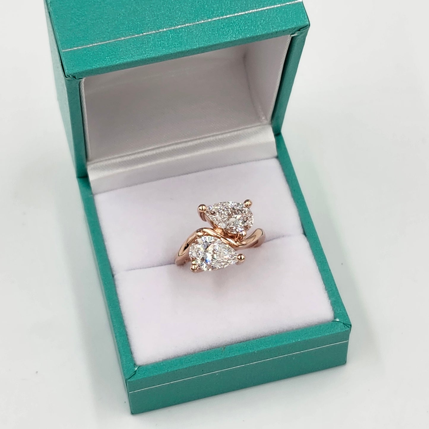 Pear Cut Lab Grown Diamond Ring/Two Stones 3Ct Engagement Ring/Certified Diamond Ring/Unique Anniversary Ring/Gift For Her/Anniversary gift