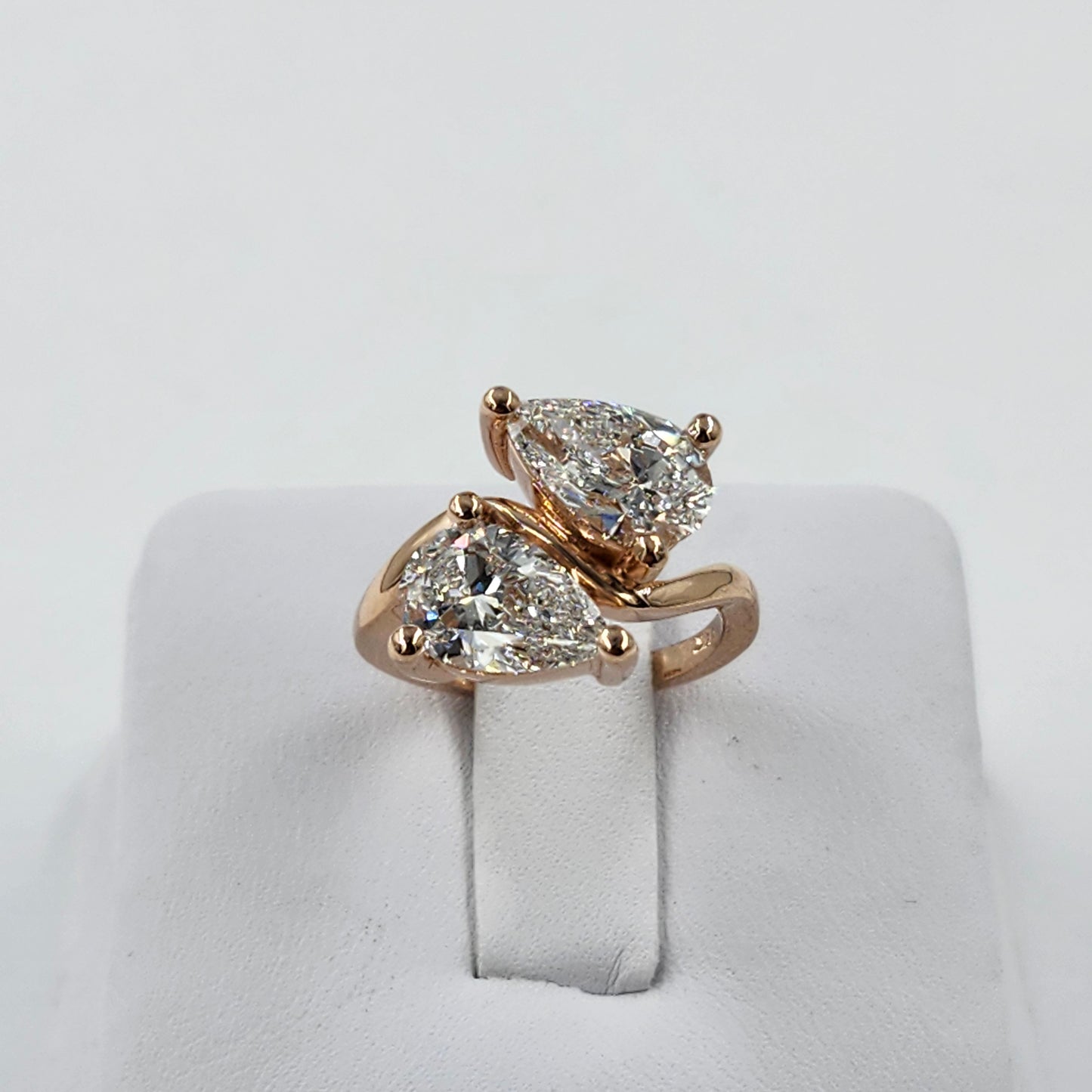 Pear Cut Lab Grown Diamond Ring/Two Stones 3Ct Engagement Ring/Certified Diamond Ring/Unique Anniversary Ring/Gift For Her/Anniversary gift