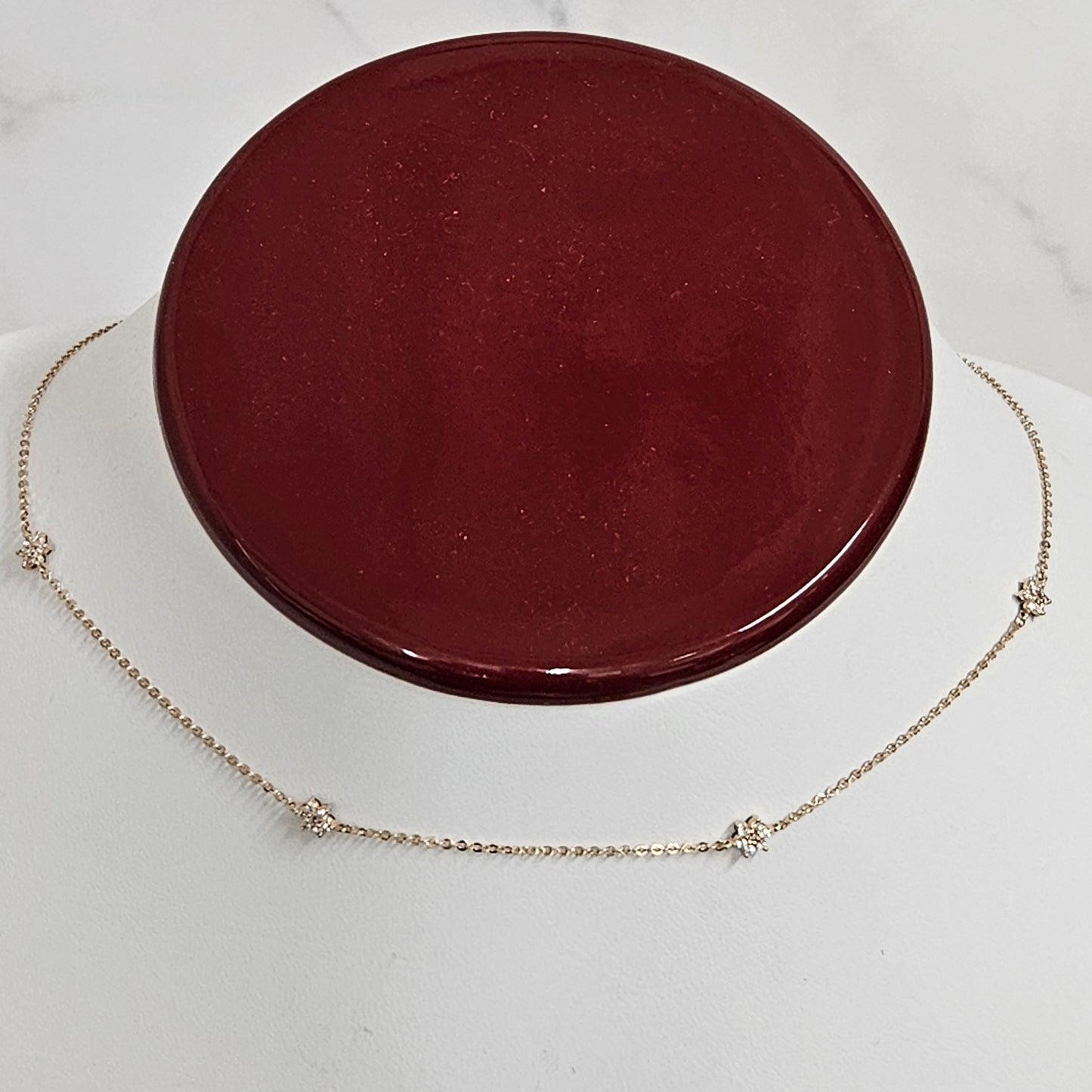 White and Black Diamond 2 Sides Charm in One Necklace/14K gold White and Black Diamond Yard Flower Choker/2 Sides Diamond/Anniversary Gift