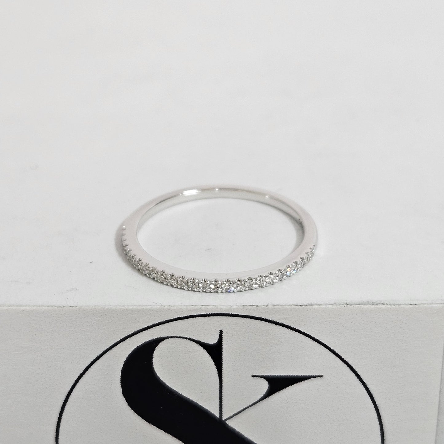 Natural Diamond 1/2 Eternity diamond Wedding Band/Width 1.4mm Stackable Diamond Band/Diamond Eternity Wedding Band/Anniversary Gift