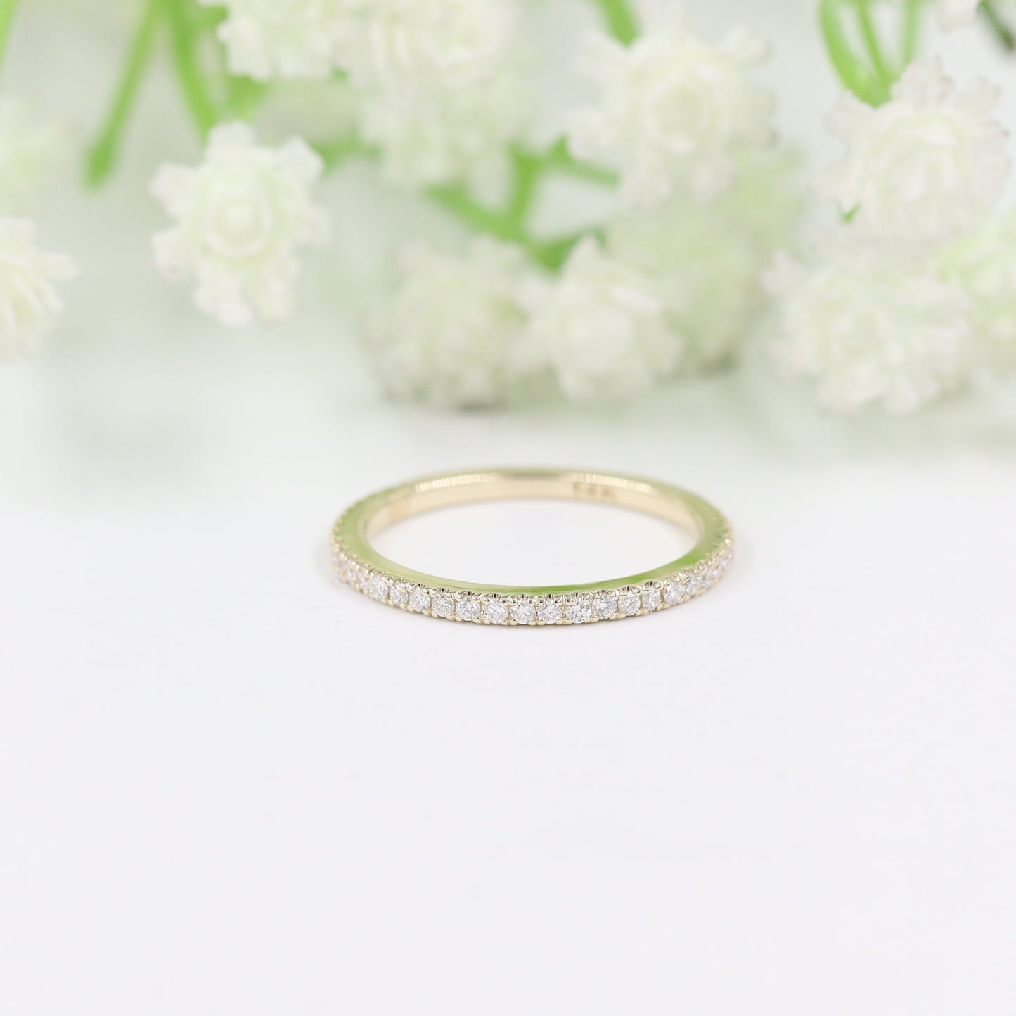 Natural Diamond 3/4 Eternity diamond Wedding Band/Width 1.4mm Stackable Diamond Band/Diamond Eternity Wedding Band/Anniversary Gift