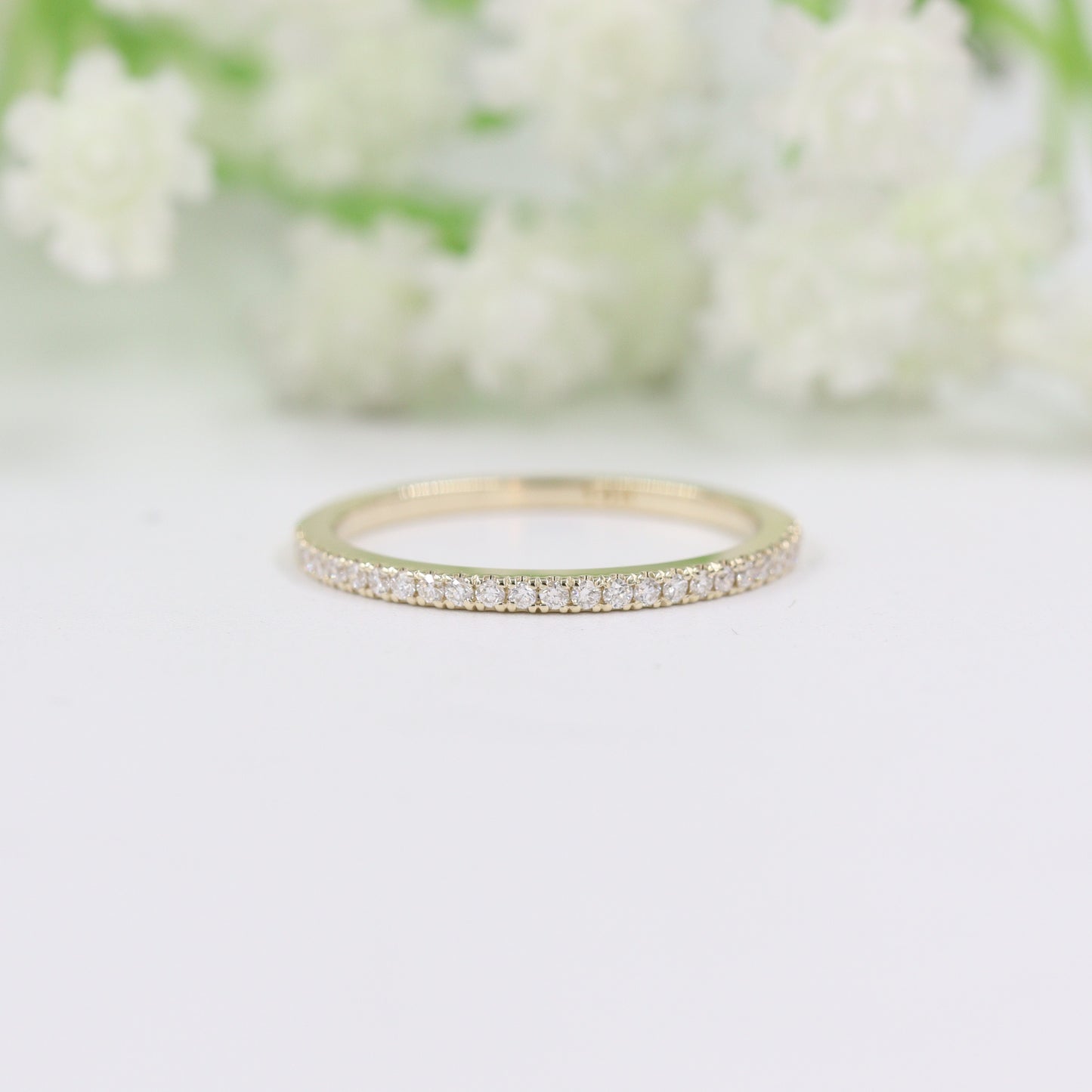 Natural Diamond 1/2 Eternity diamond Wedding Band/Width 1.4mm Stackable Diamond Band/Diamond Eternity Wedding Band/Anniversary Gift