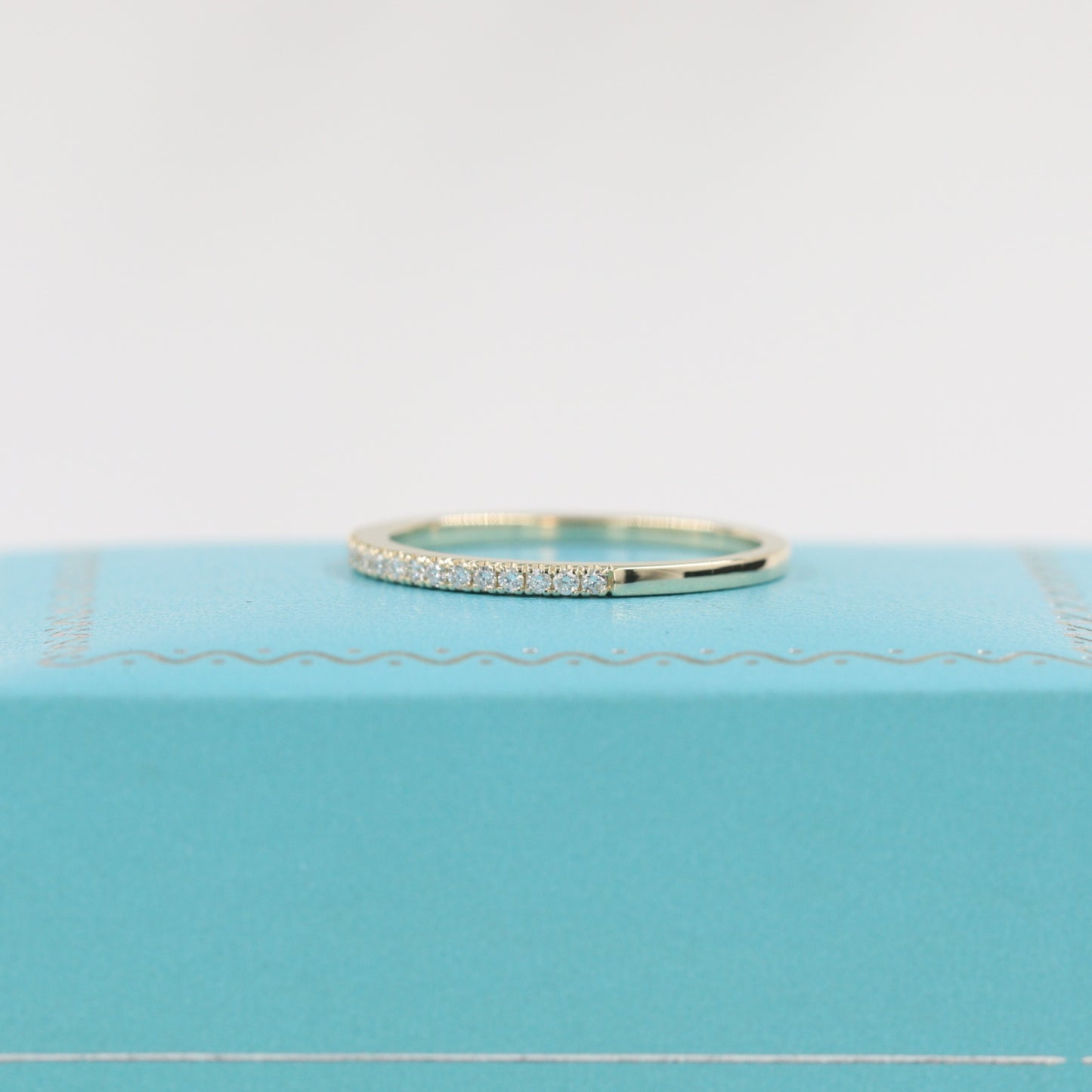 Natural Diamond 1/2 Eternity diamond Wedding Band/Width 1.4mm Stackable Diamond Band/Diamond Eternity Wedding Band/Anniversary Gift