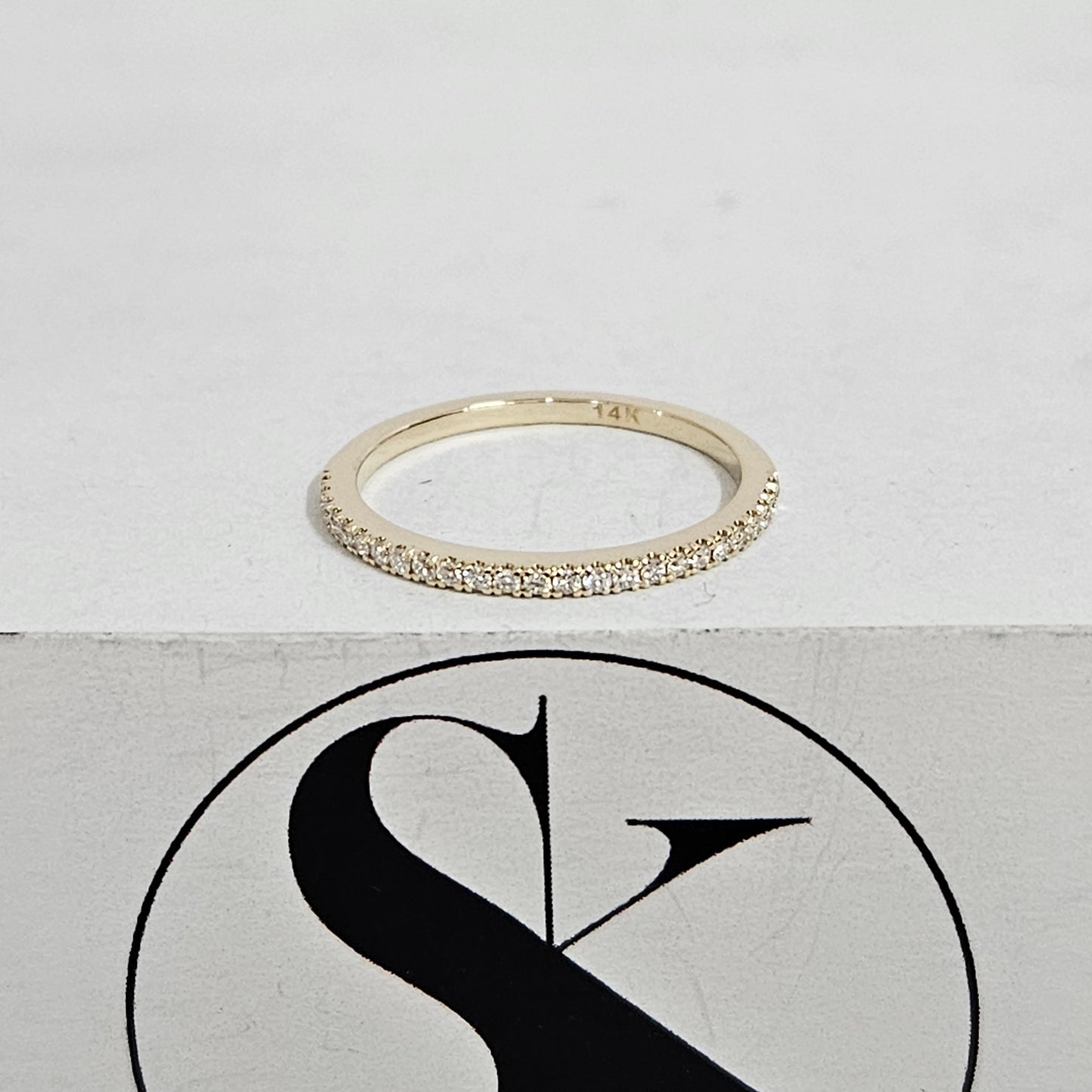 Natural Diamond 1/2 Eternity diamond Wedding Band/Width 1.4mm Stackable Diamond Band/Diamond Eternity Wedding Band/Anniversary Gift