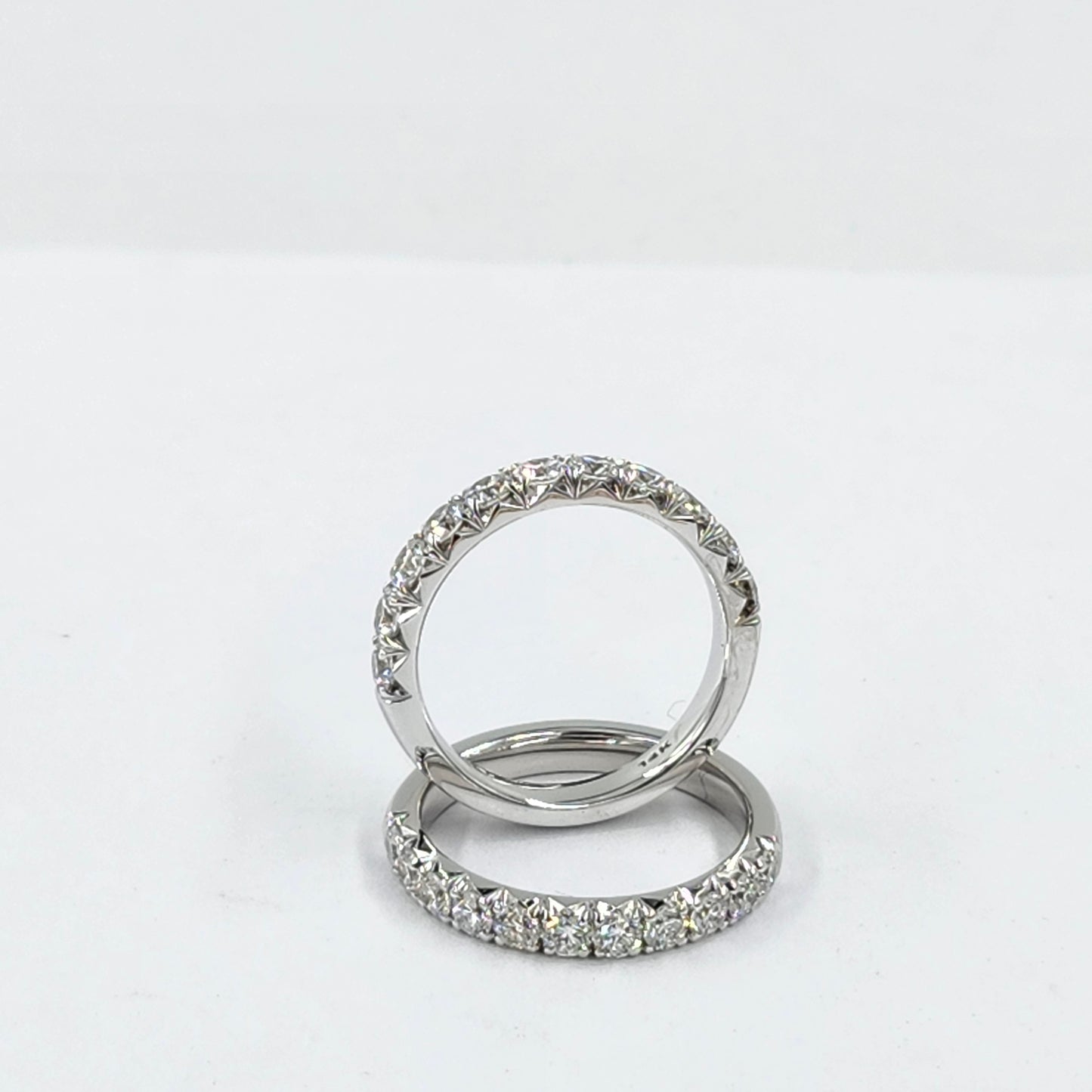 Lab Diamond French Pave 0.75ct Diamond Wedding Band/Width 2.8mm Diamond Band/ Stackable Half Eternity Diamond Ring/Anniversary Gift