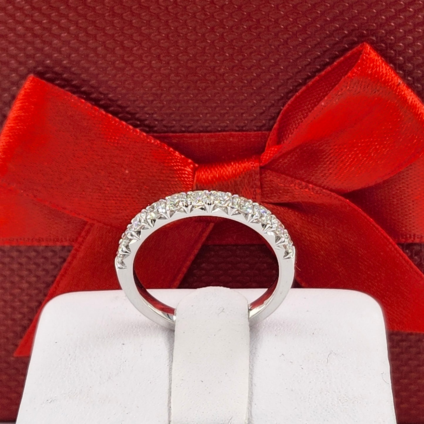 Lab Diamond French Pave 0.75ct Diamond Wedding Band/Width 2.8mm Diamond Band/ Stackable Half Eternity Diamond Ring/Anniversary Gift