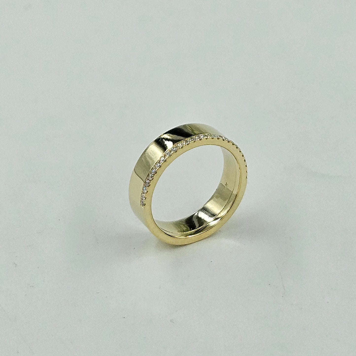 Natural Diamond Wedding Band/14K gold Width 5.2mm Half Eternity Diamond Wedding Band / Half Eternity Diamond Ring/Anniversary gift