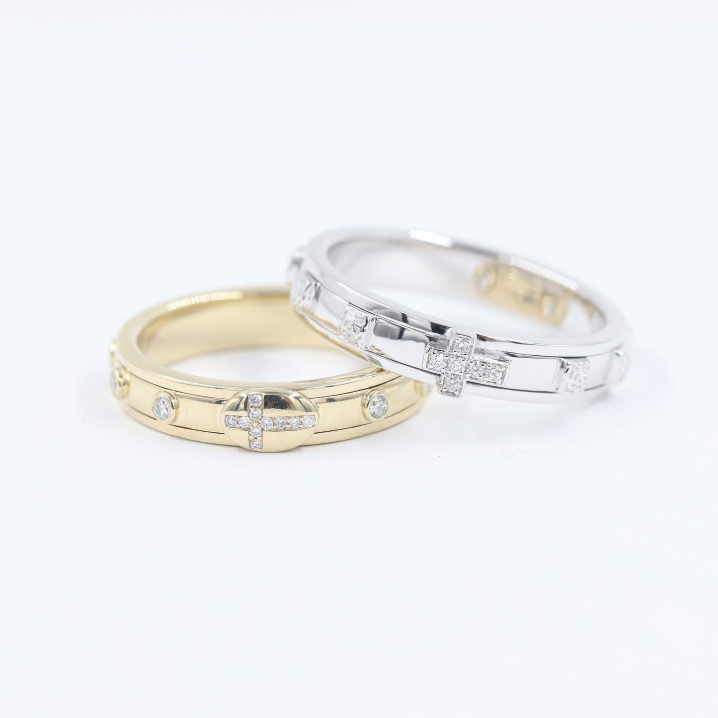 Diamond Rosary Ring / Natural Diamond Delicate Christian Band / Stackable Ring / Women , Men Rosary non spinning Ring / Anniversary Ring