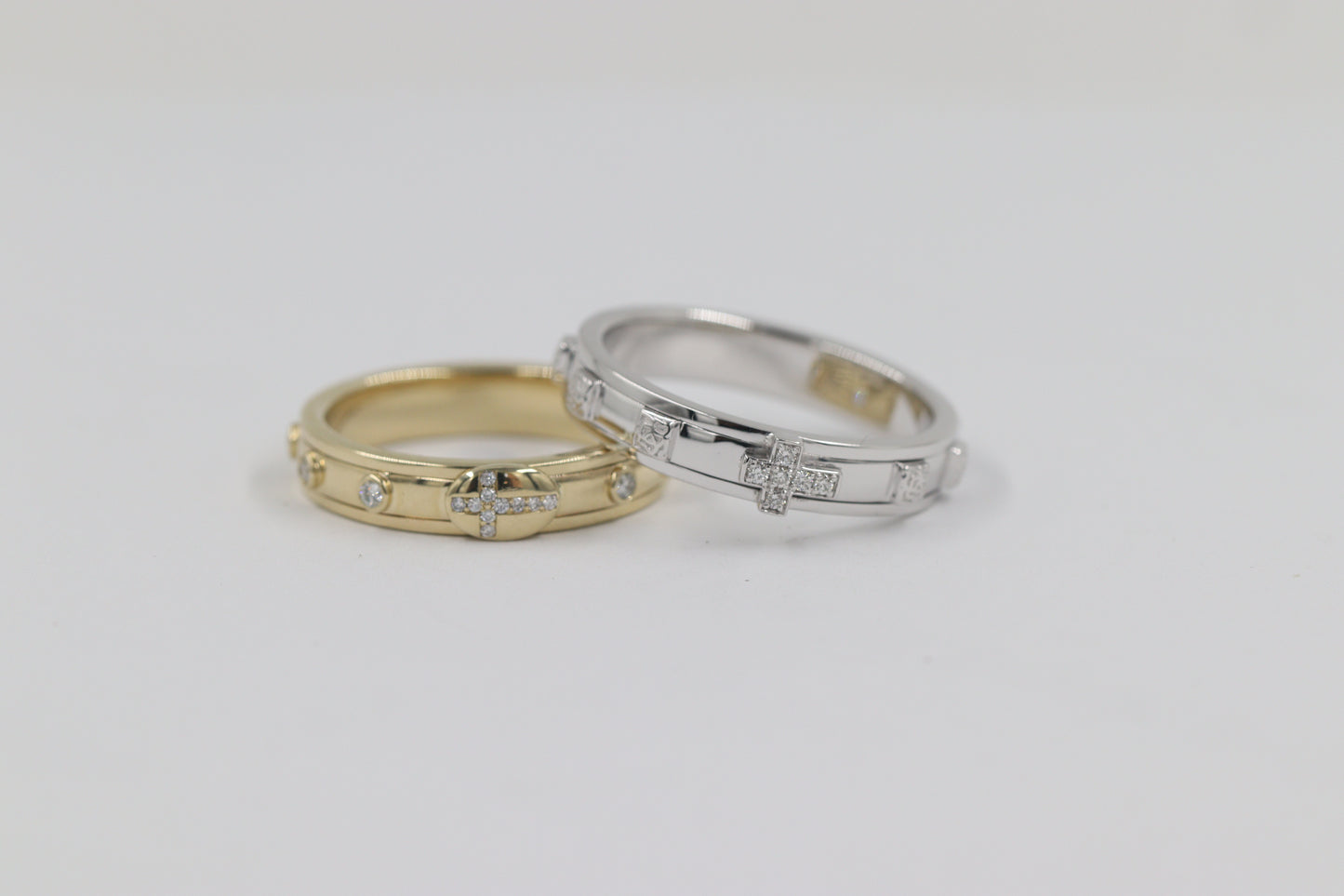 Diamond Rosary Ring / Natural Diamond Delicate Christian Band / Stackable Ring / Women , Men Rosary non spinning Ring / Anniversary Ring