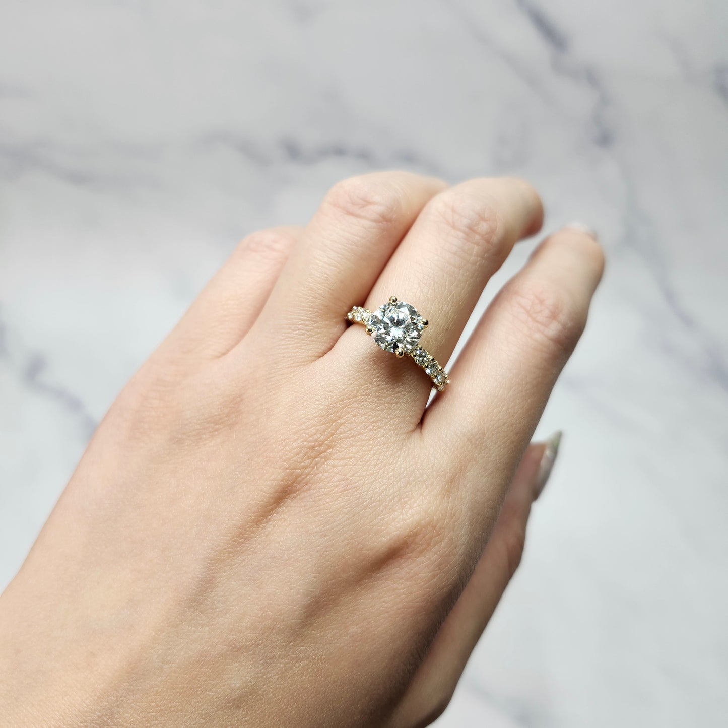 Lab Grown Diamond Ring/Lab Grown Center 2ct Round Diamond Engagement Ring/Classic Round Cut Bridal Ring/ Propose Ring/Anniversary gift