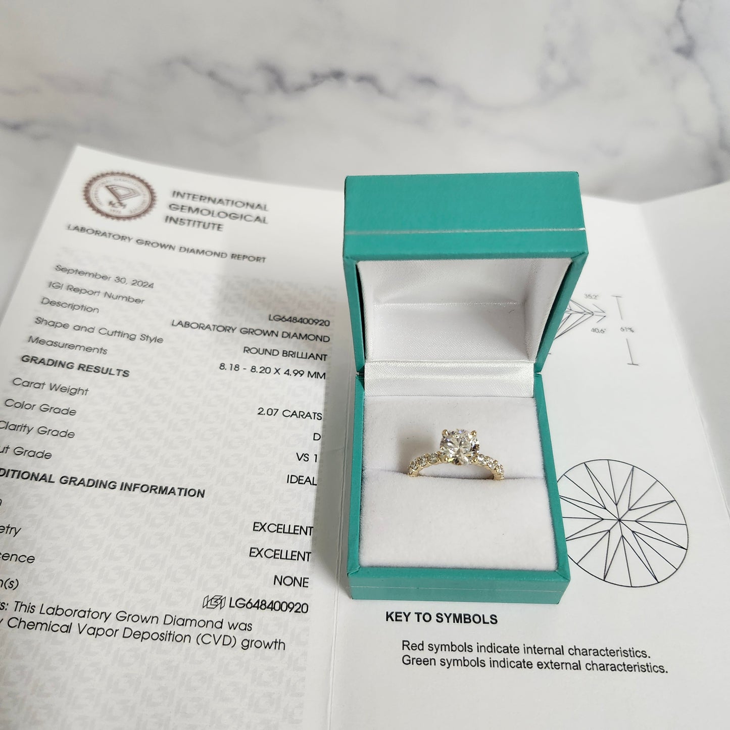 Lab Grown Diamond Ring/Lab Grown Center 2ct Round Diamond Engagement Ring/Classic Round Cut Bridal Ring/ Propose Ring/Anniversary gift