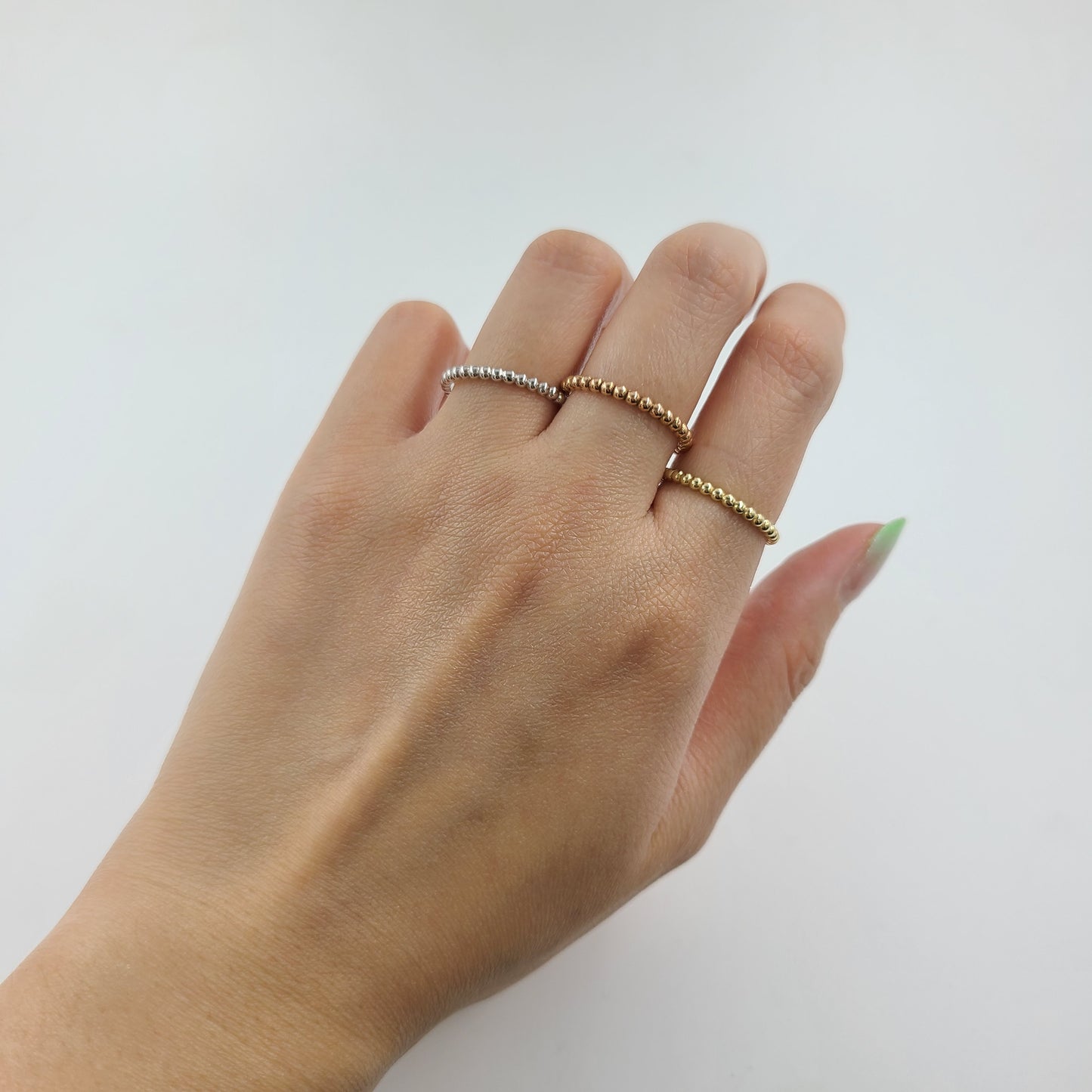 14K Gold 2mm Bead Ring: Handmade Stacking Perfect Matching Band for Engagement Band - Anniversary Gift