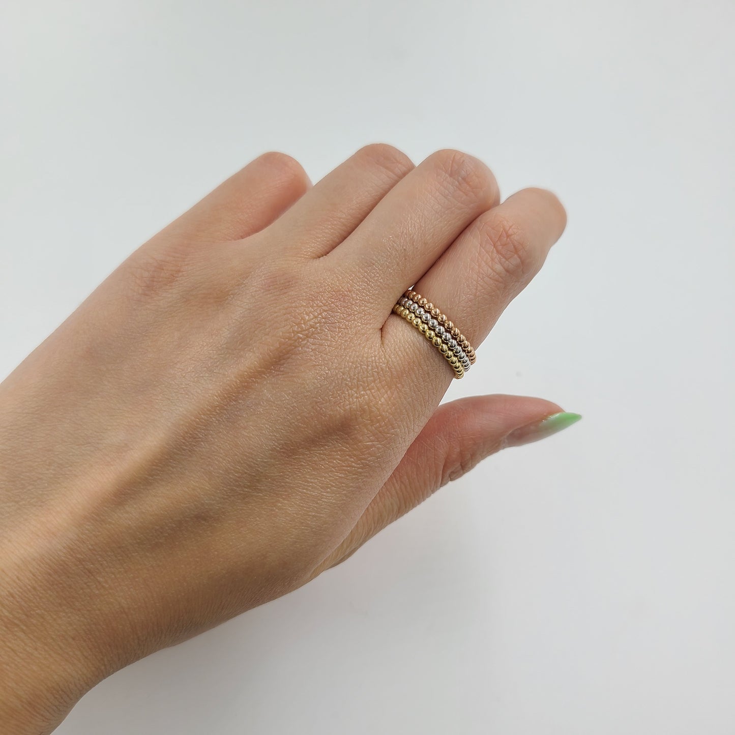 14K Gold 2mm Bead Ring: Handmade Stacking Perfect Matching Band for Engagement Band - Anniversary Gift