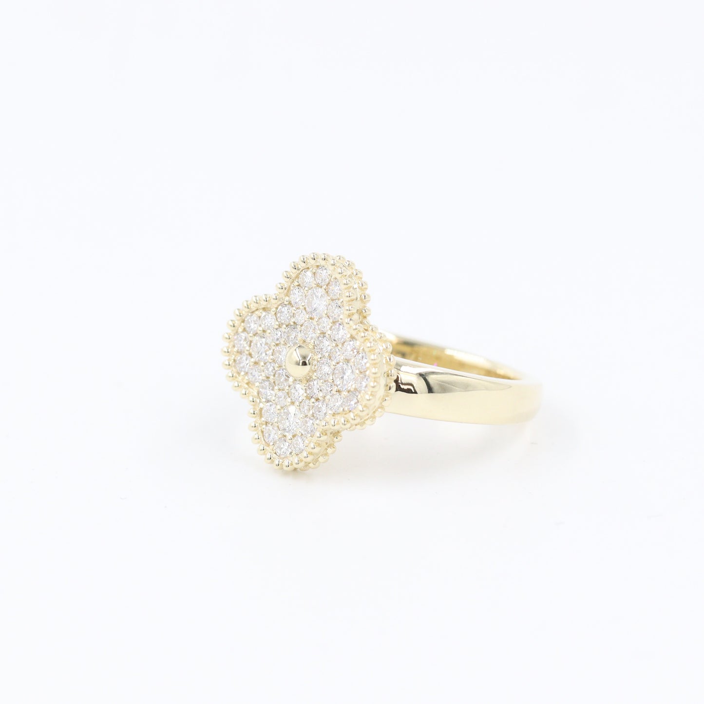 14K and 18K Solid Gold Diamond Clover Ring/ Classic Clover 44 Stones Ring/ High Quality Natural Diamond Ring/ Gift for Her