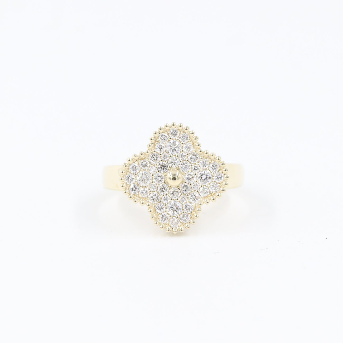 14K and 18K Solid Gold Diamond Clover Ring/ Classic Clover 44 Stones Ring/ High Quality Natural Diamond Ring/ Gift for Her