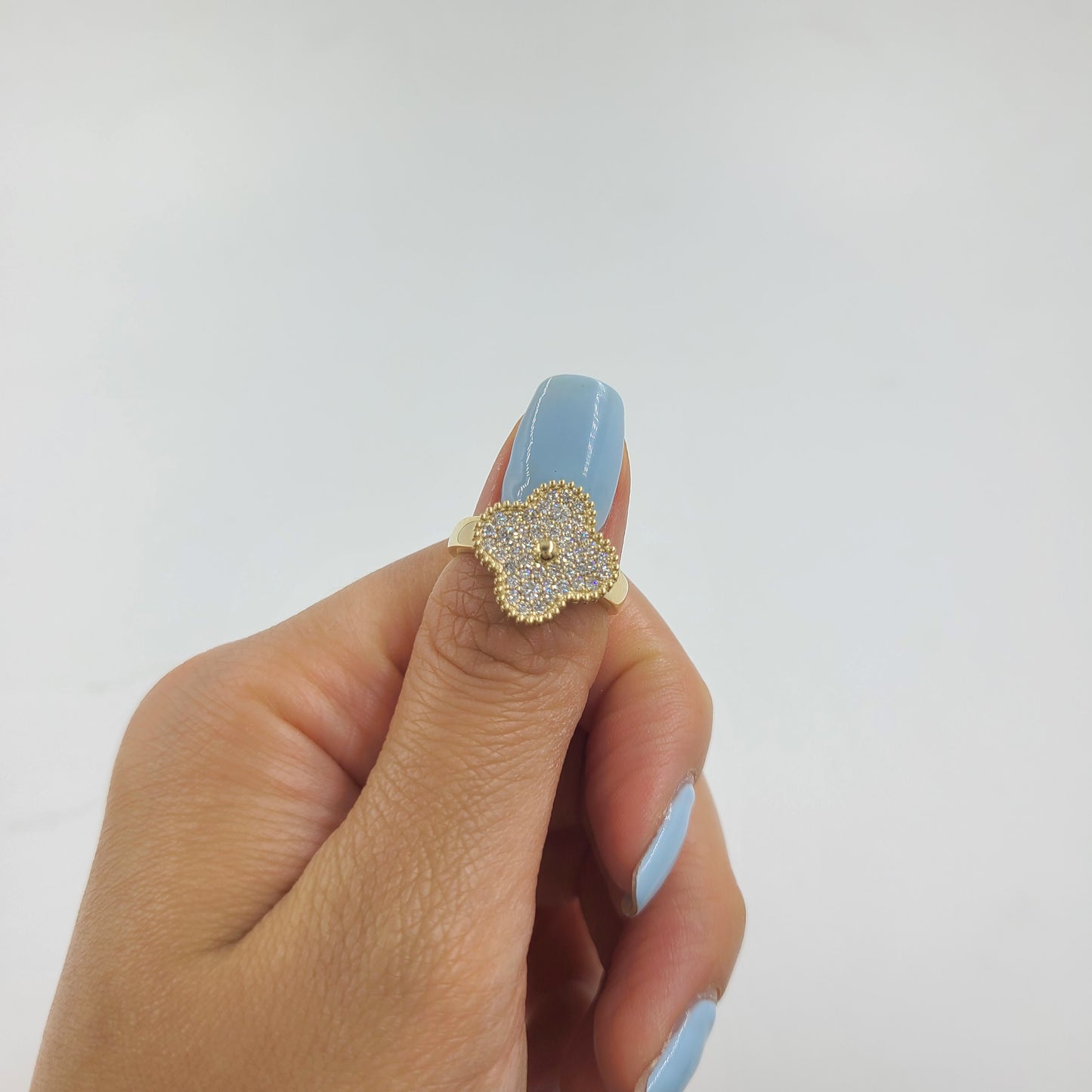 14K and 18K Solid Gold Diamond Clover Ring/ Classic Clover 44 Stones Ring/ High Quality Natural Diamond Ring/ Gift for Her