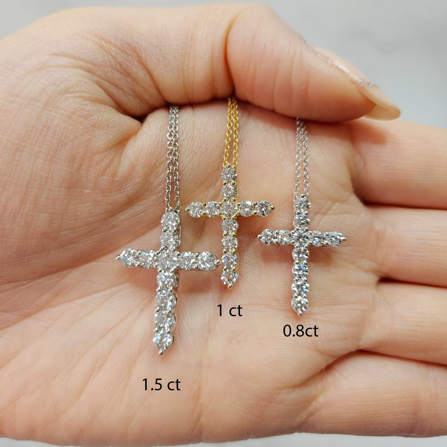 0.77ct Round Natural Diamond Cross Necklace: 14K,18K Gold Diamond Cross Pendant - Anniversary Gift