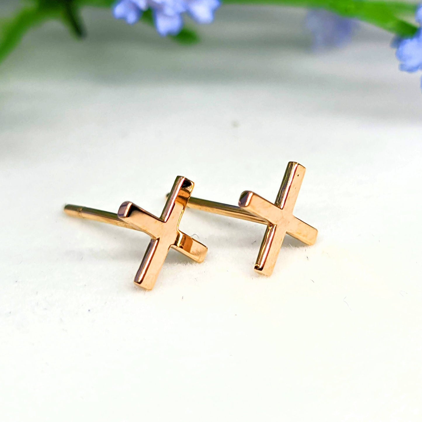 Gold X Stud Shape Earrings/14K,18K gold Stud Single or Pair Earring/ Gifts for her/ Anniversary gift