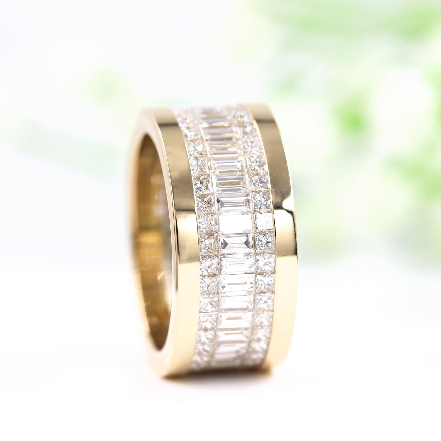 Invisible Set 6ct 3 Row Natural Diamond Eternity Ring: Platinum, 14k, 18k Gold Anniversary Band- Anniversary Gift