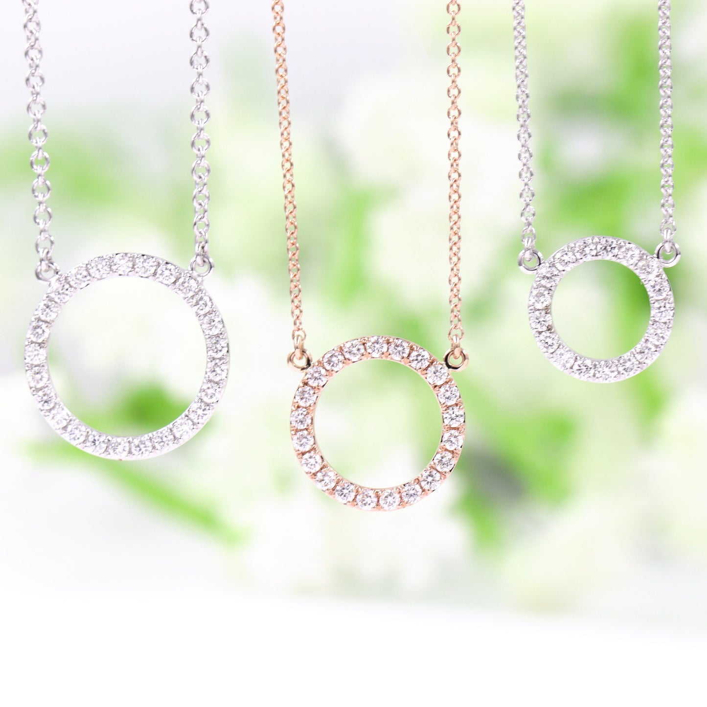 9.2mm Open Circle Natural Diamond Necklace/14k Gold Diamond Necklace/Simple Dainty Diamond Necklace/Anniversary Gift