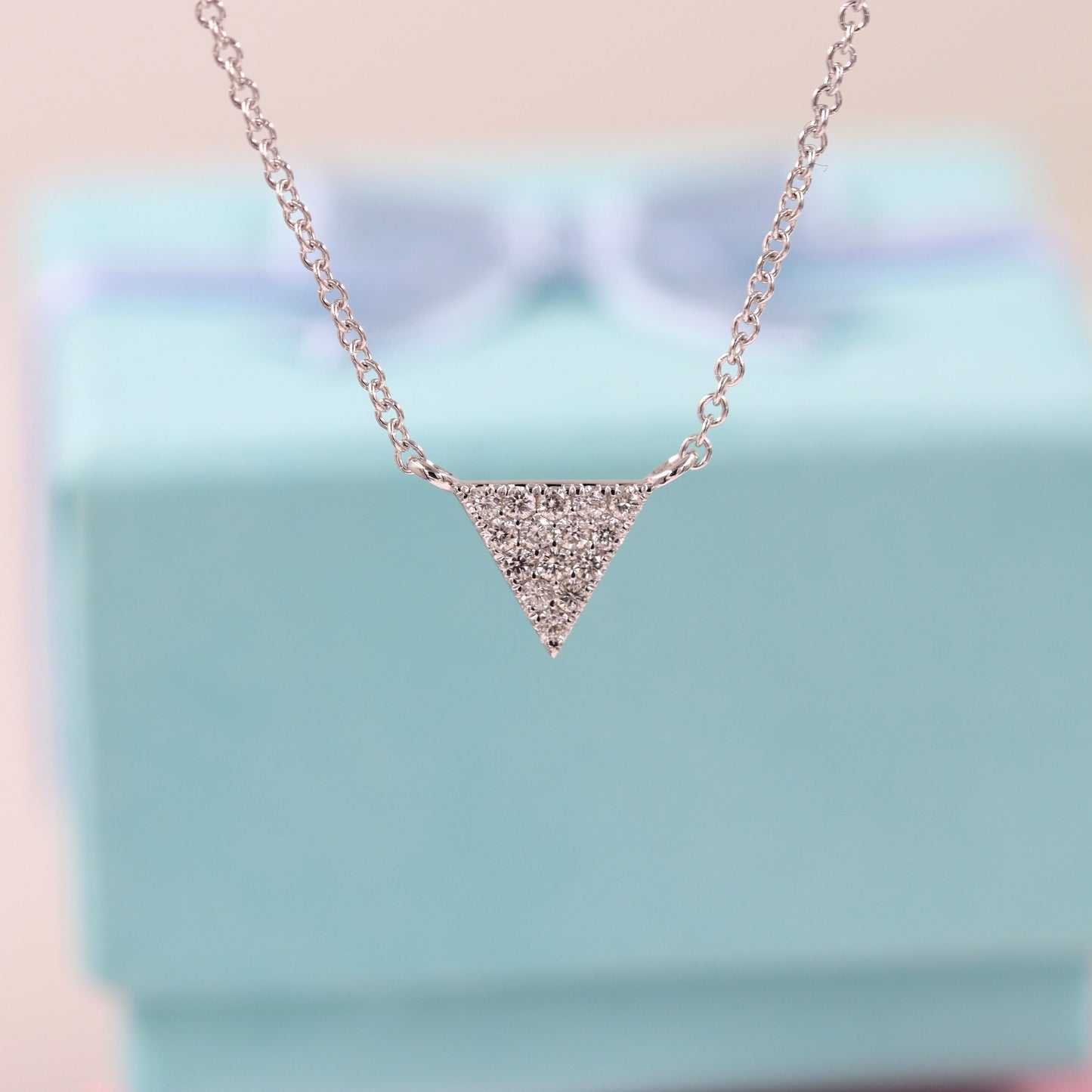 Natural Diamond Necklace/Diamond Triangle/Simple Diamond Necklace/14k Gold Dainty Diamond Pendant/Diamond Necklace/Anniversary Gift