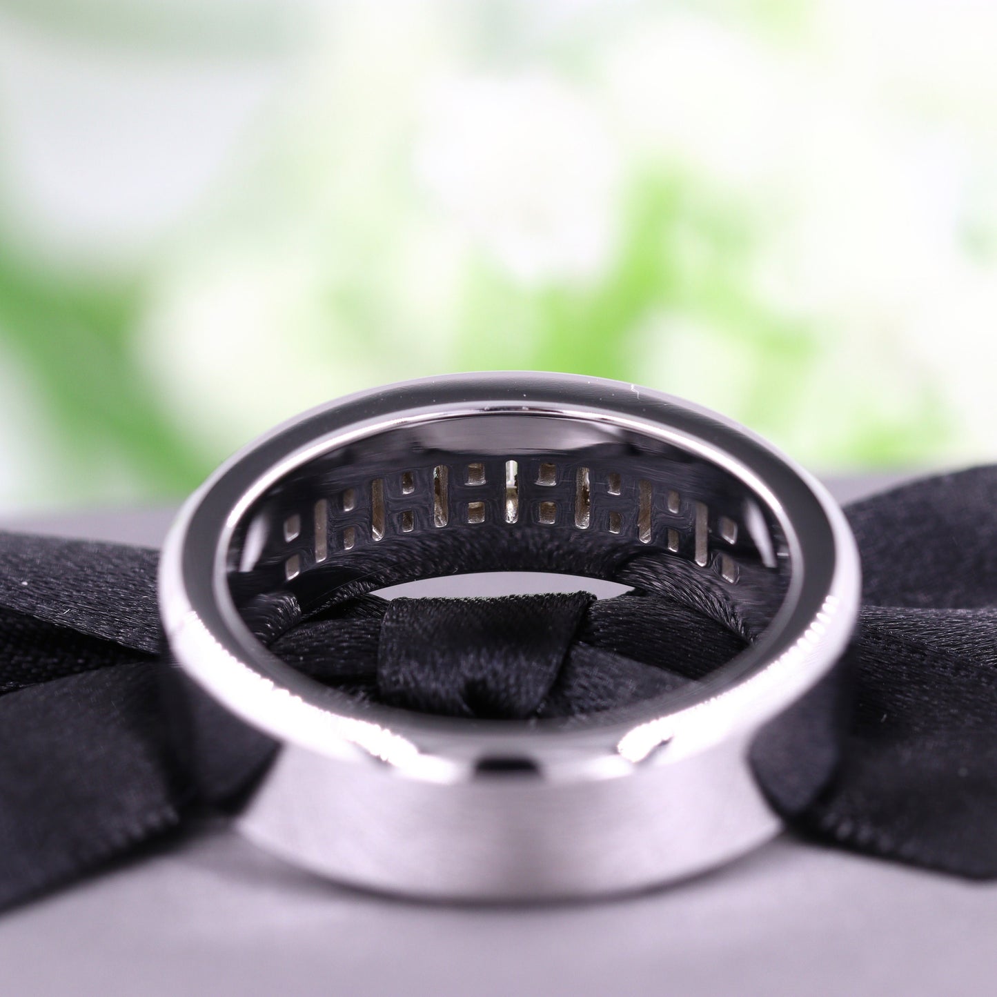 Invisible Set Natural Diamond Wedding Band: Platinum, 14k. 18k Gold Anniversary Ring