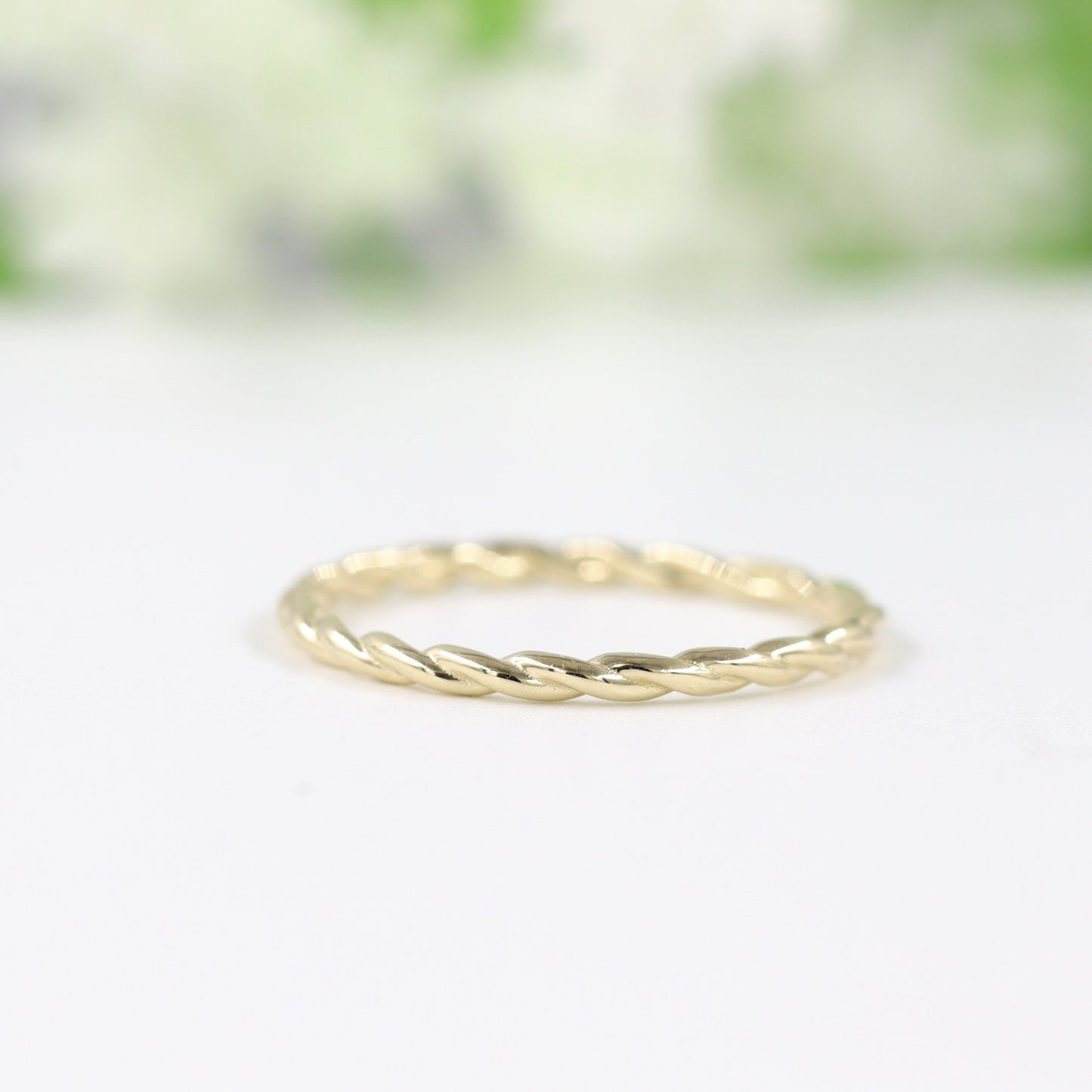 14k Solid Gold Twist Ring: 1.5mm Twisted Rope Wedding Band