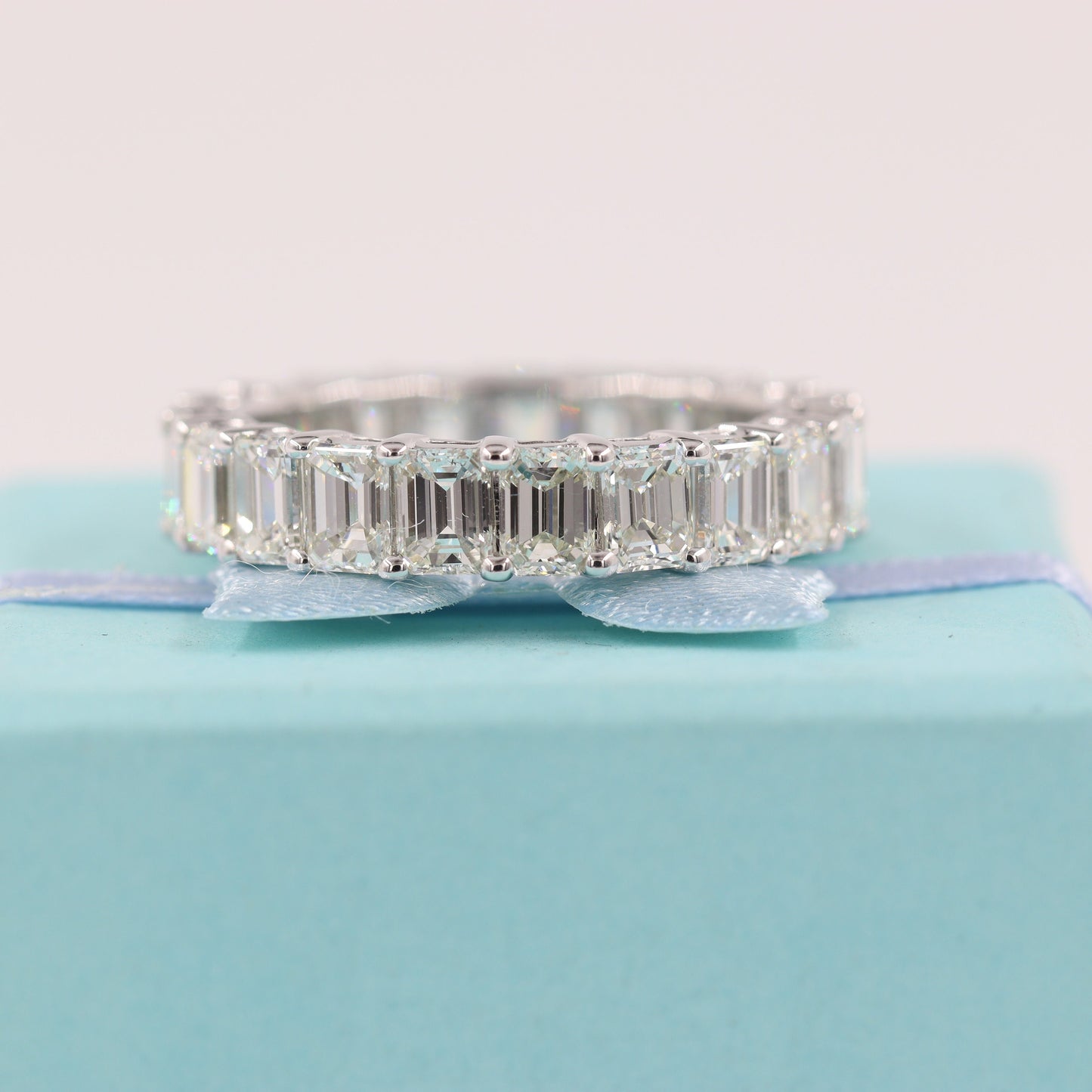 7ct Emerald Cut Natural Diamond Full Eternity Wedding Band, 14K Gold Diamond Ring - Anniversary gift