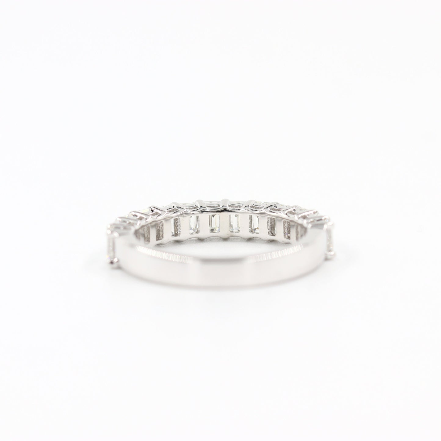 Emerald Cut Natural Diamond Ring: 14K Gold Half Eternity Wedding Band - 18K Gold, Platinum Diamond Ring - Anniversary gift