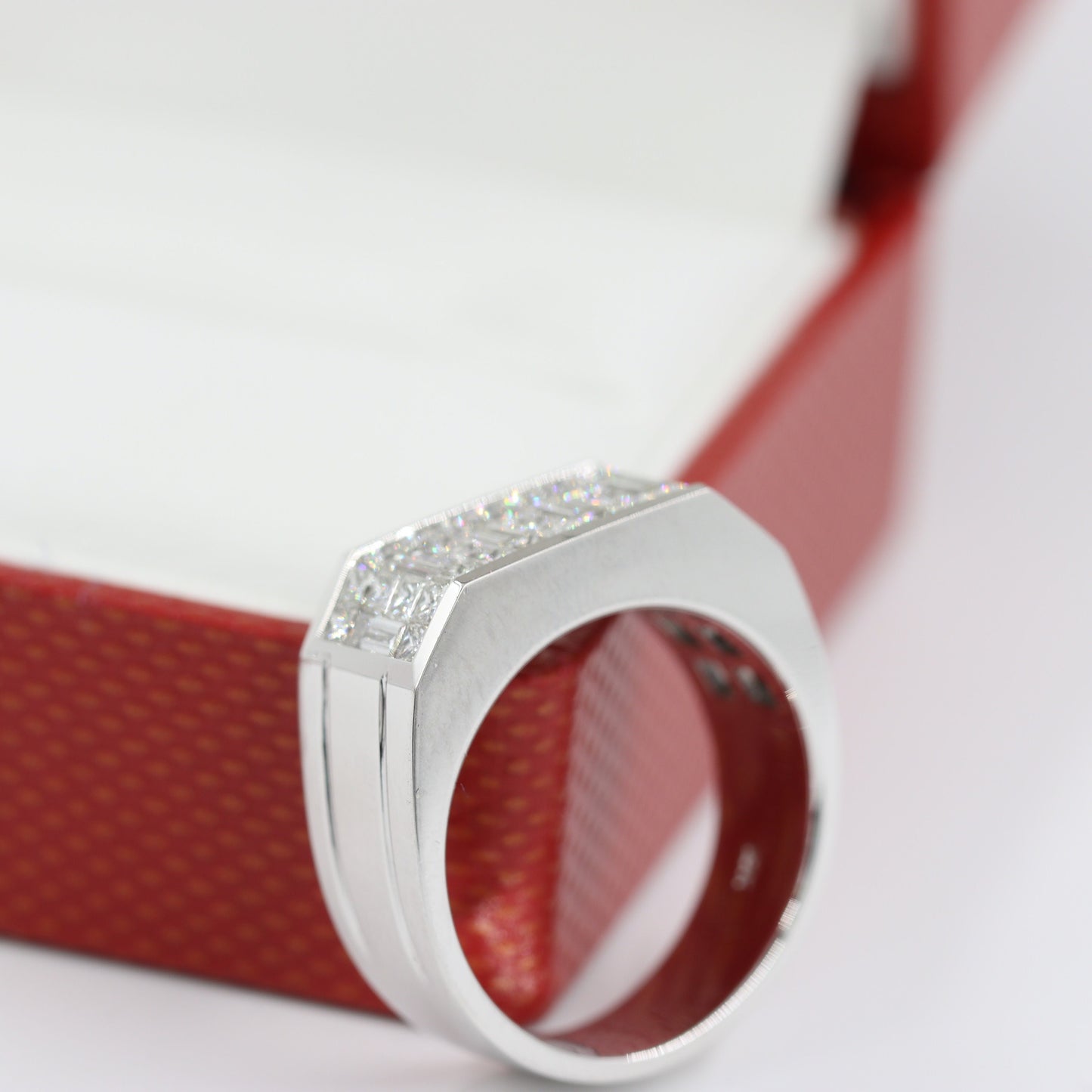 Invisible Set 3ct Natural Diamond Men's Ring/Platinum,14K,18K Gold Baguette & Princess Diamond Invisible Set Wedding Ring/Anniversary gift
