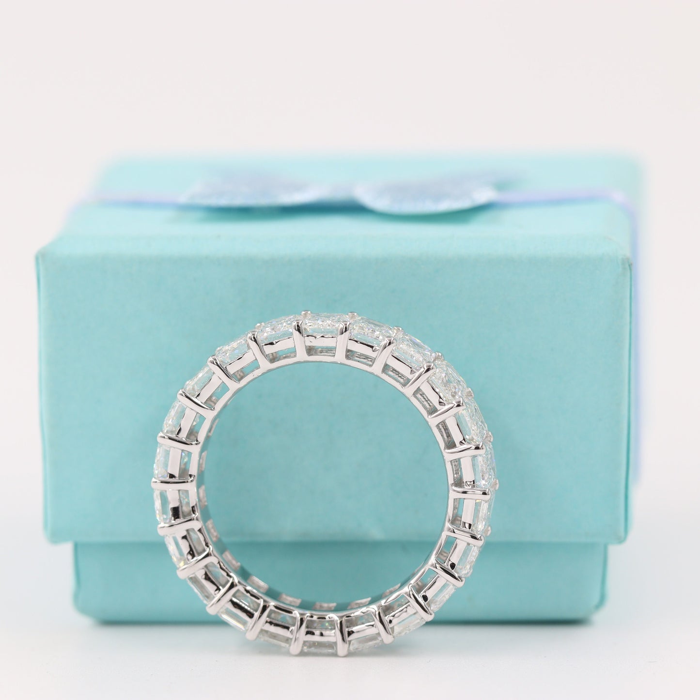 5.5ct Emerald Cut Natural Diamond Wedding Band: 14K Gold Double Wire Setting - Anniversary gift