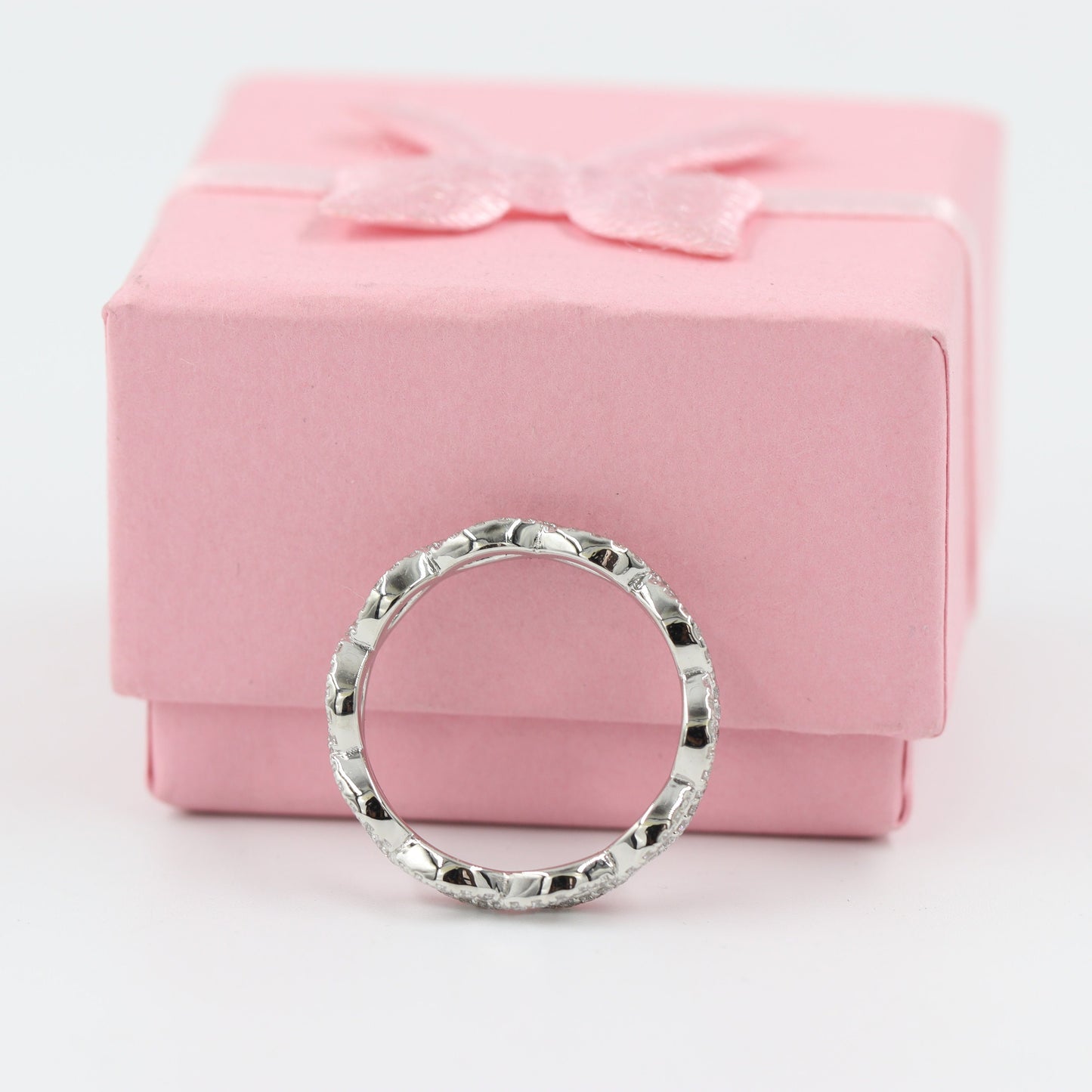 14K Gold Infinity Natural Diamond Eternity Wedding Band Ring- Anniversary Gift