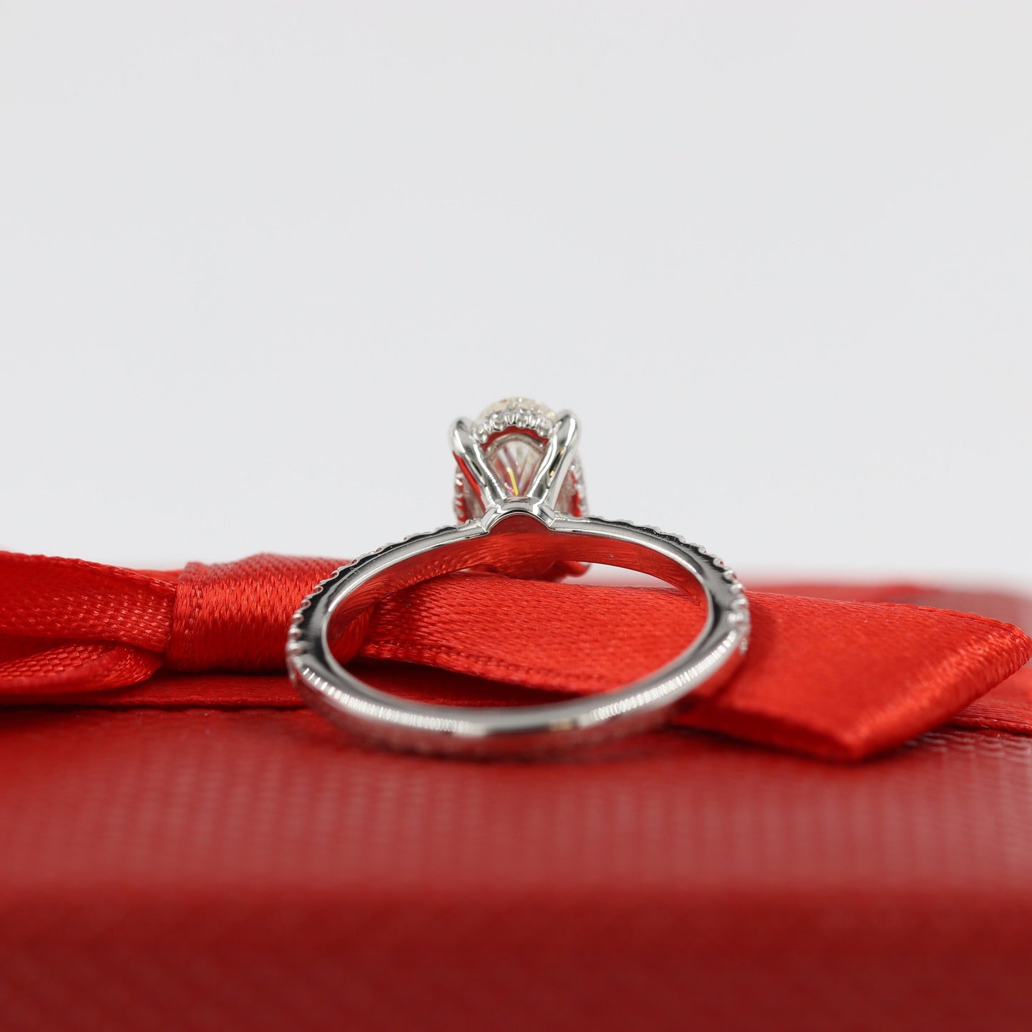 Platinum Oval Natural Diamond Engagement Ring: 1.46ct Micro Pave, EGL Certified