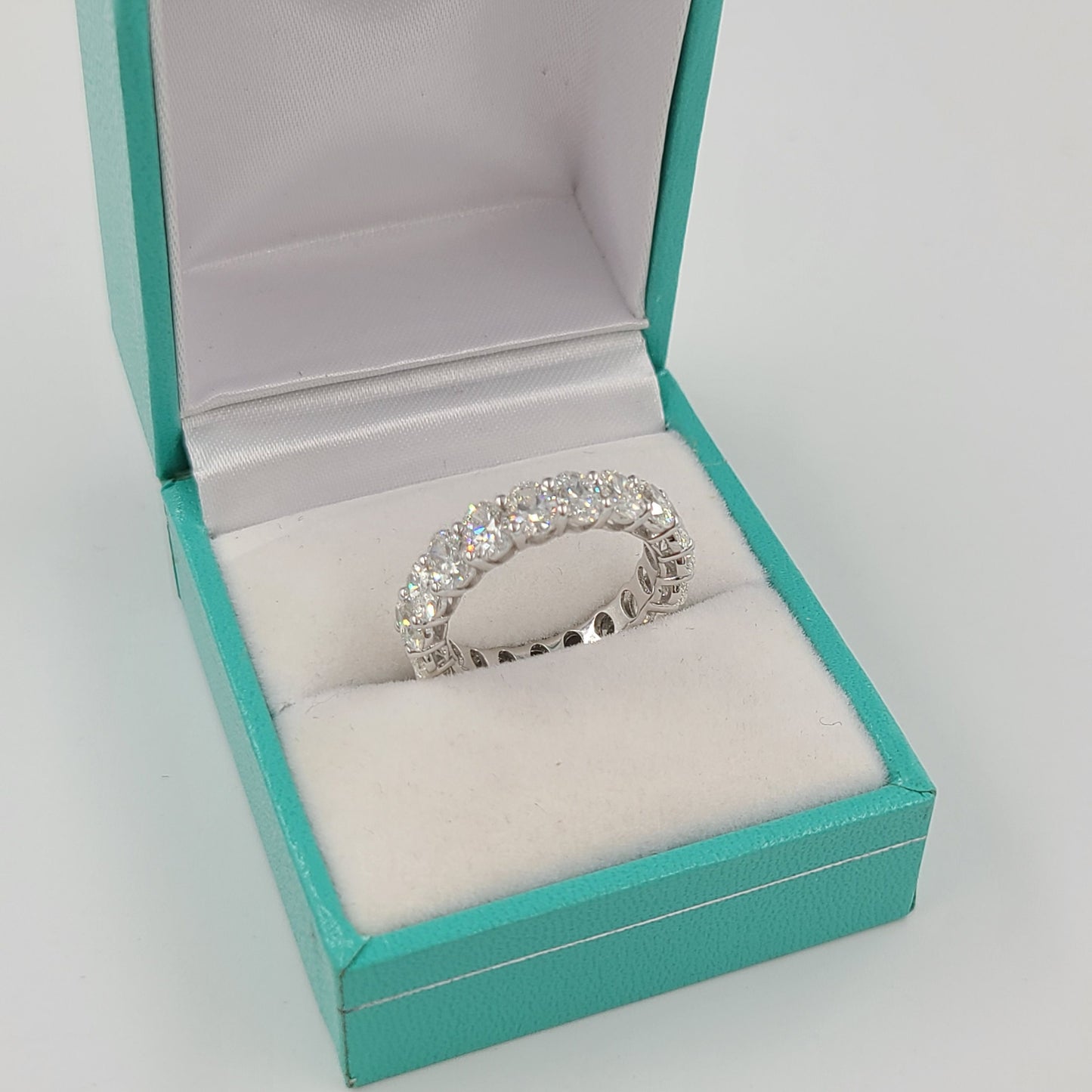 4.6ct Oval Natural Diamond Eternity Ring: 14K Gold Wedding Band